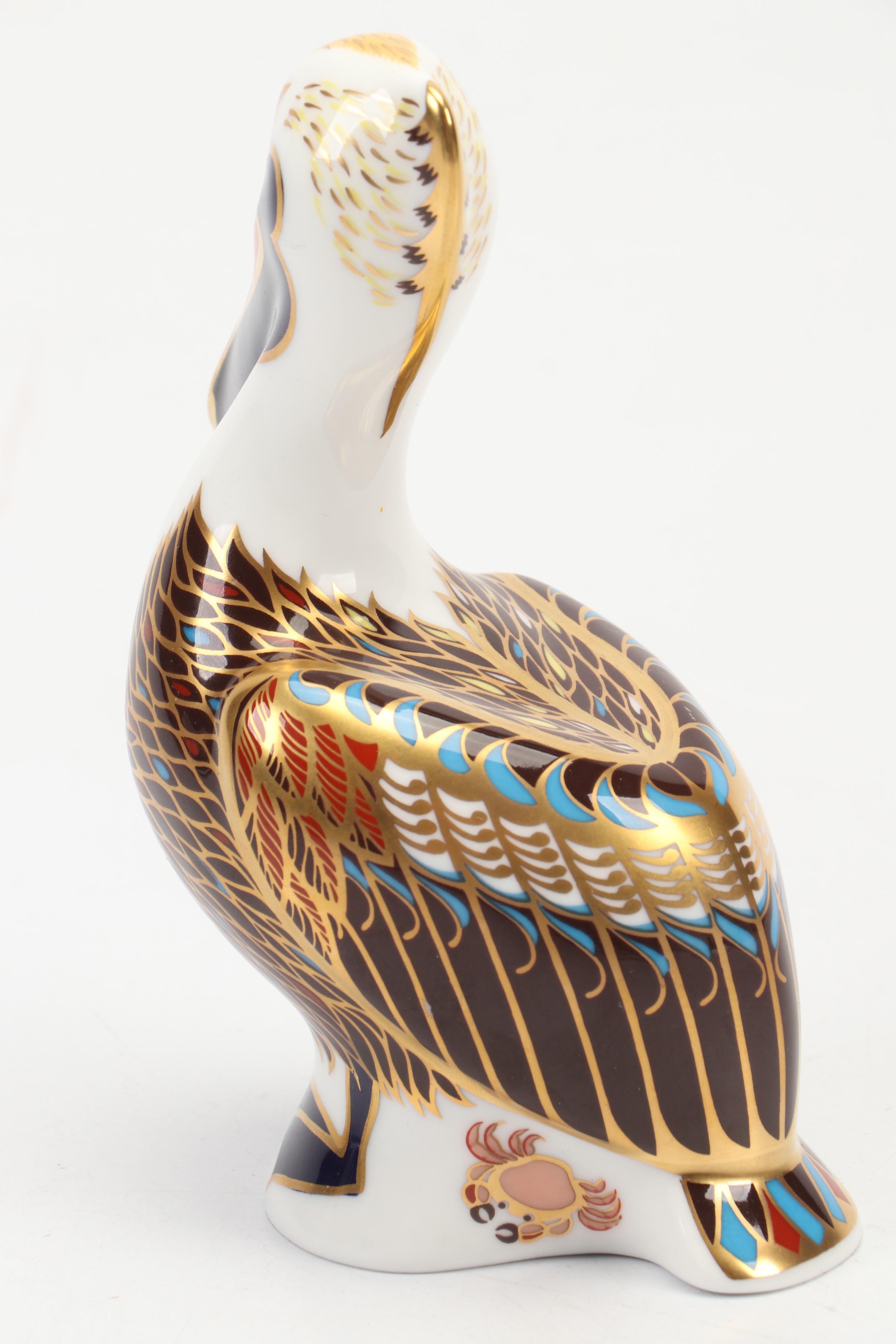 Royal Crown Derby "Imari" Bone China Pelican Figurine