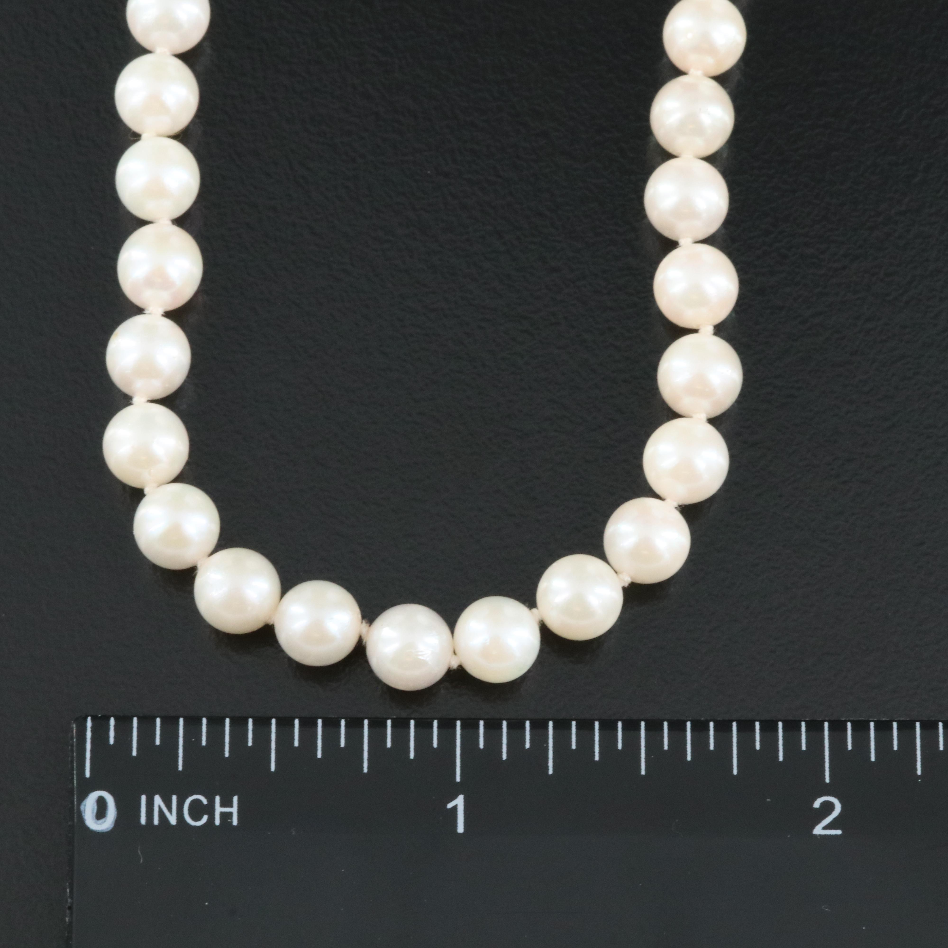 Pearl Necklace with 14K Diamond Clasp