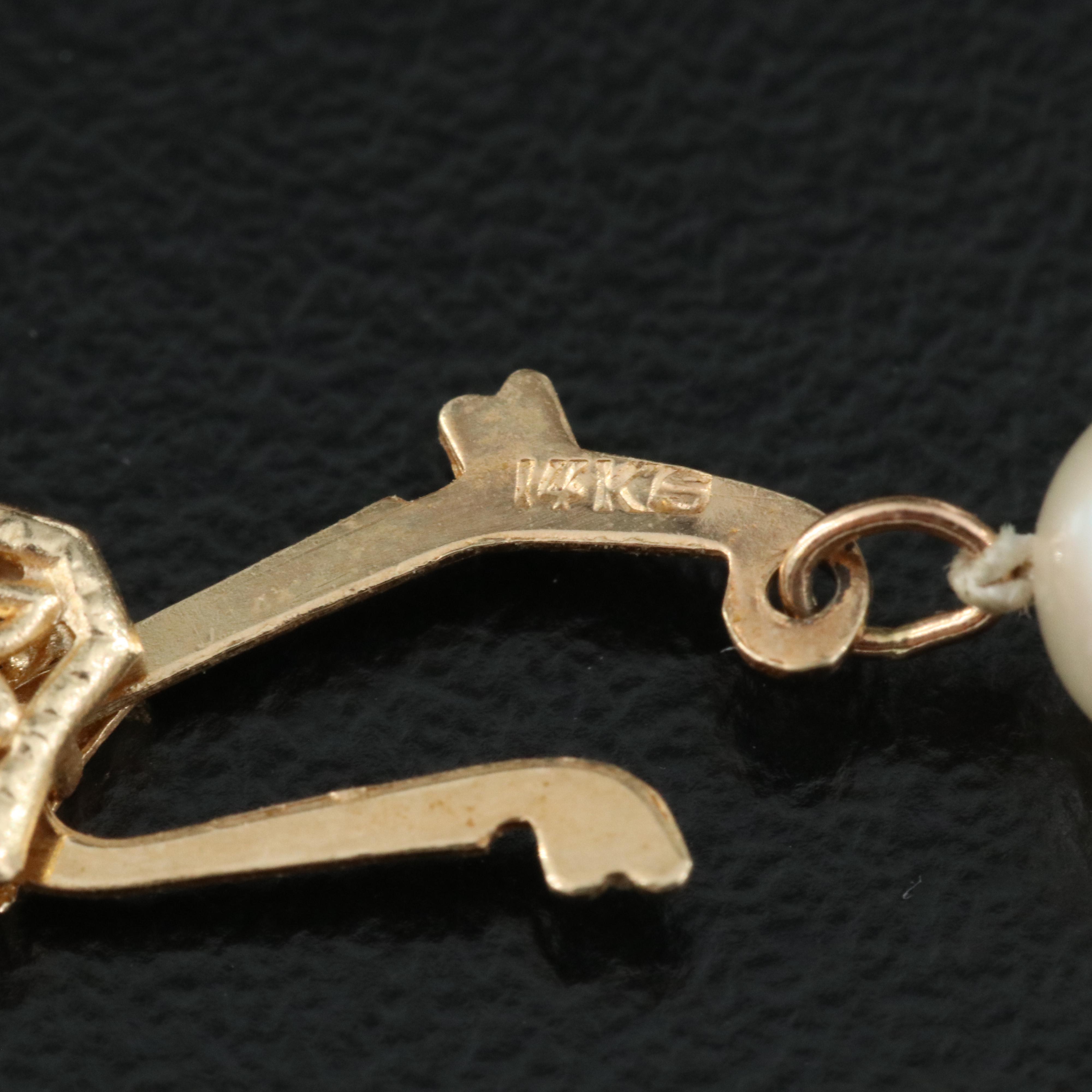 Pearl Necklace with 14K Diamond Clasp