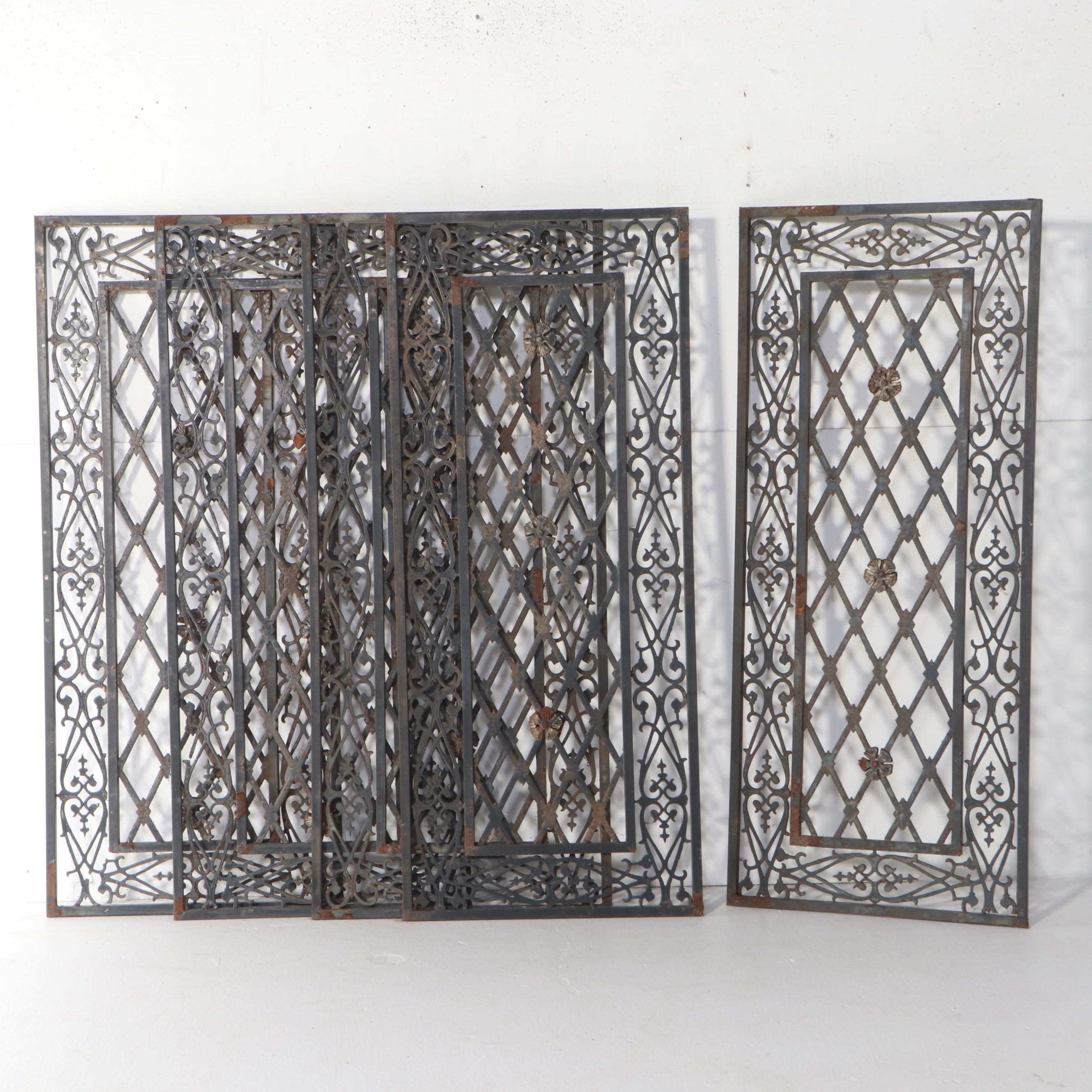 Set of Painted Steel Garden Grille Panels