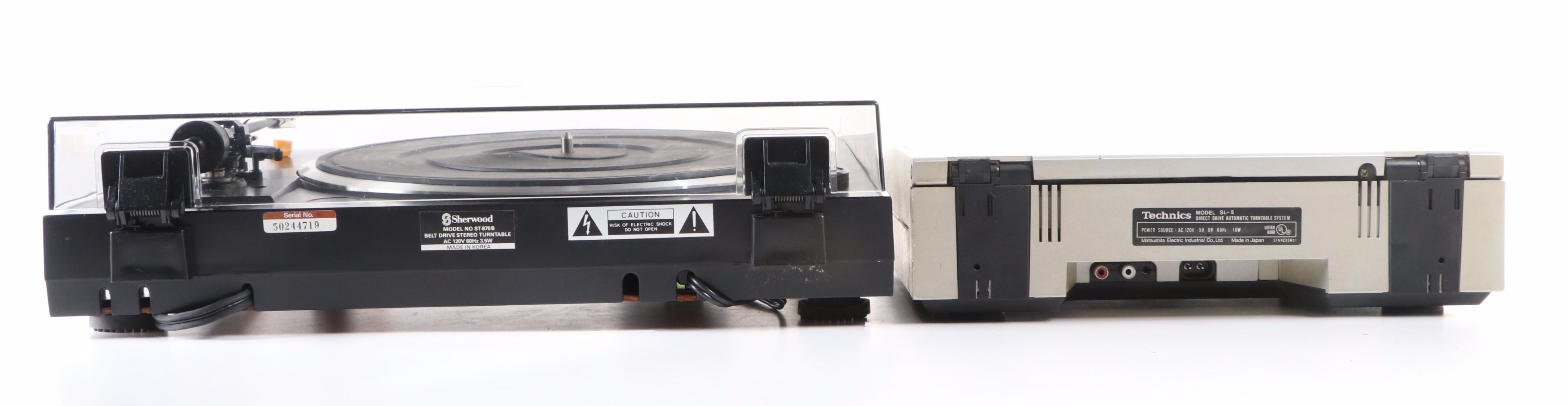 Technics Direct Drive Automatic SL-5 and Sherwood Belt Drive Turntables