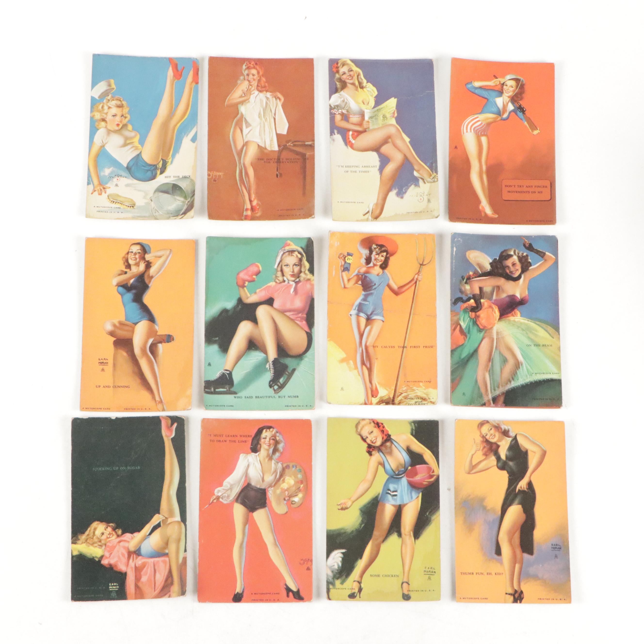 Pin-Up Girl Mutoscope Cards, Postcards and More, Early to Mid-20th Century