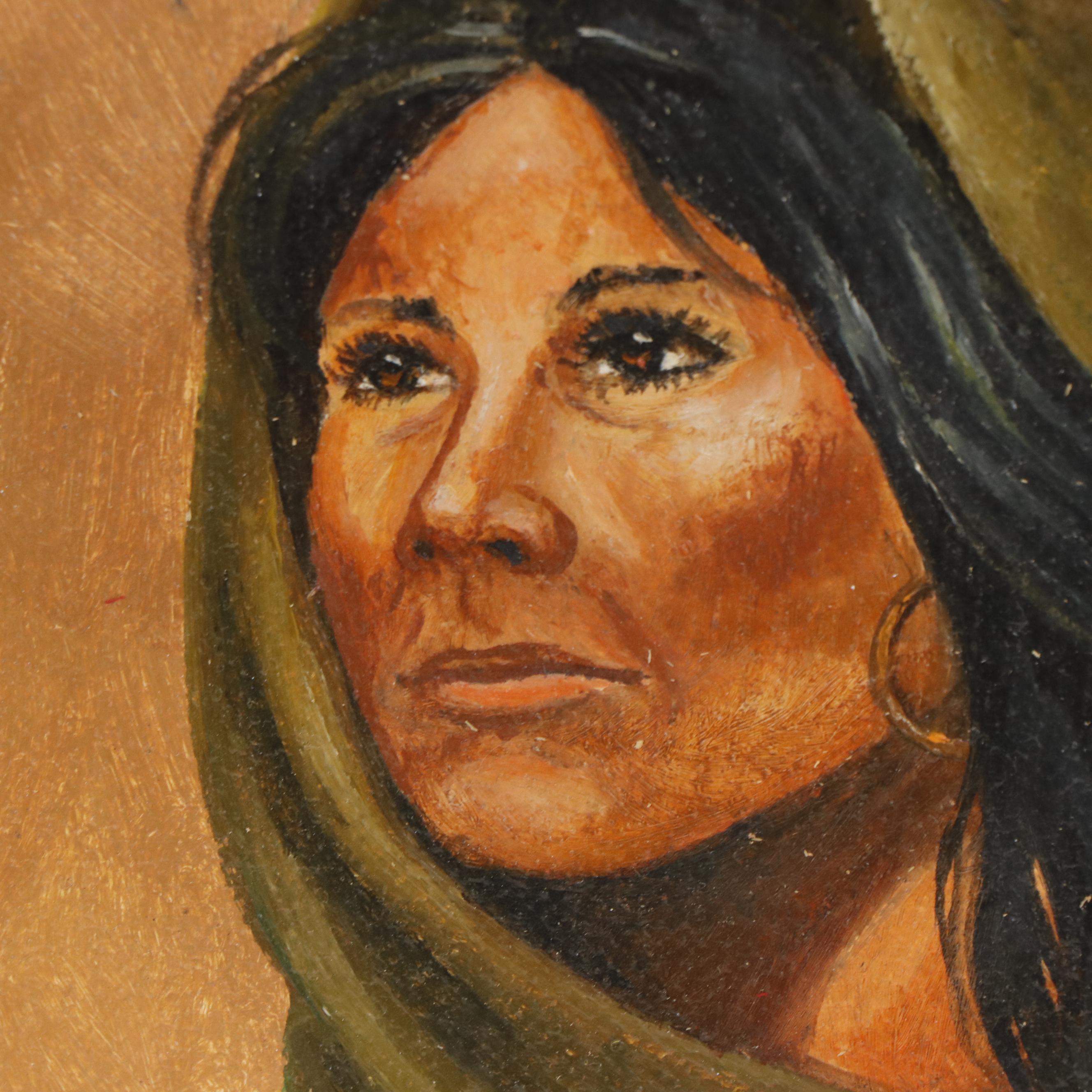 Charles Sawyer Portrait Oil Painting of Young Woman, Late 20th Century