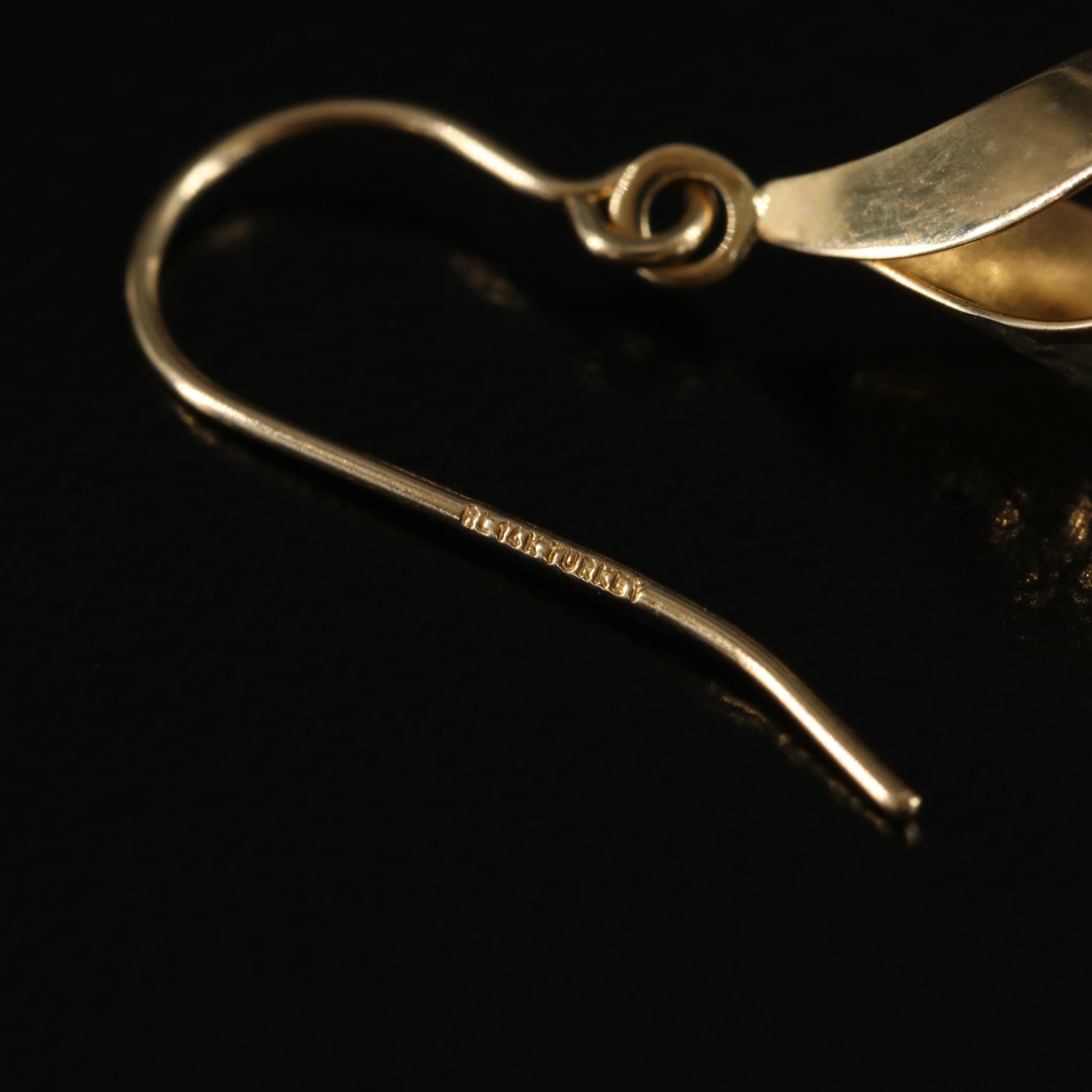 14K Spiral Drop Earrings