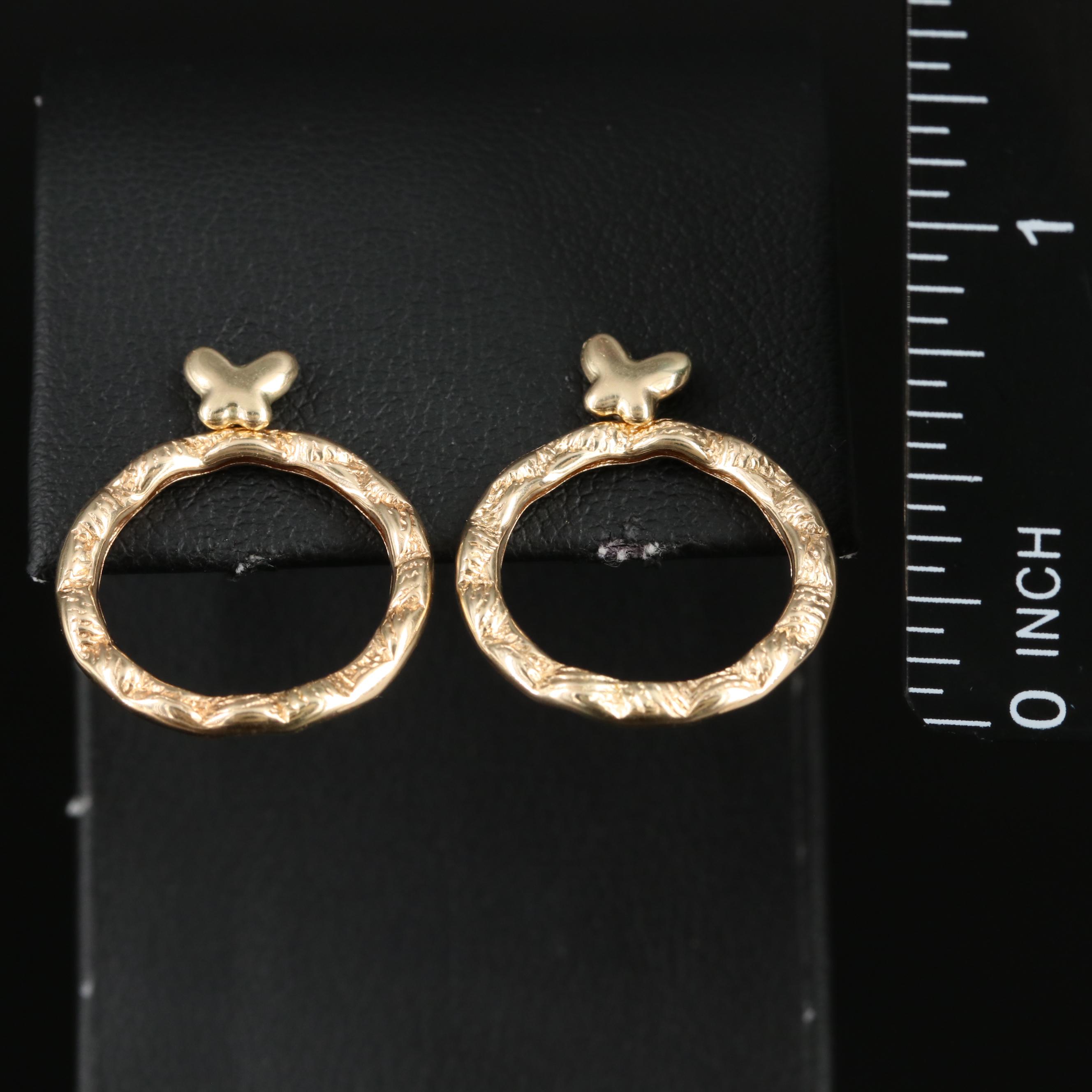14K Butterfly Stud Earrings with Hoop Enhancers EBTH
