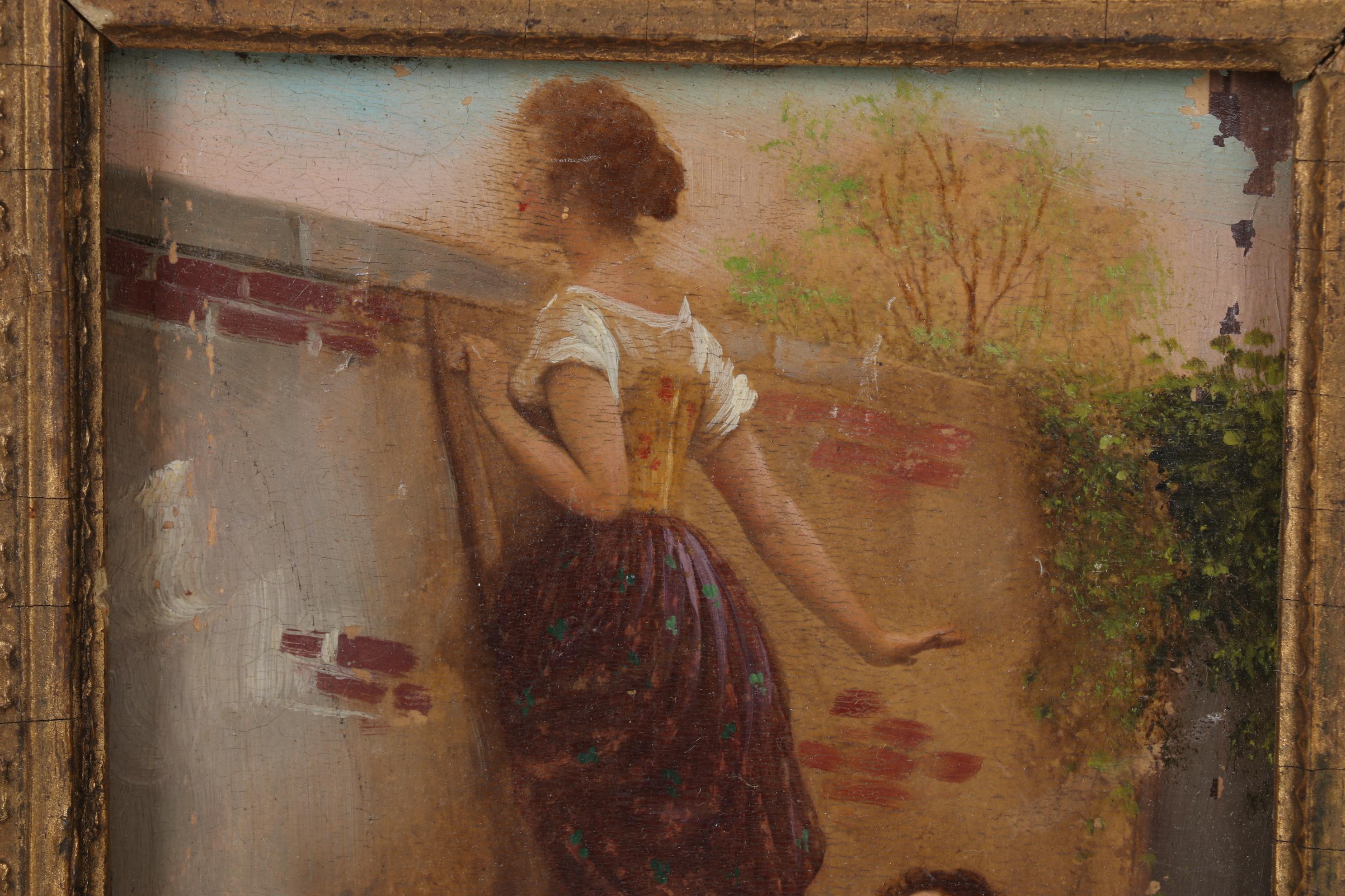 Oil Painting After Eugene de Blaas "The Curious," Early to Mid 20th century