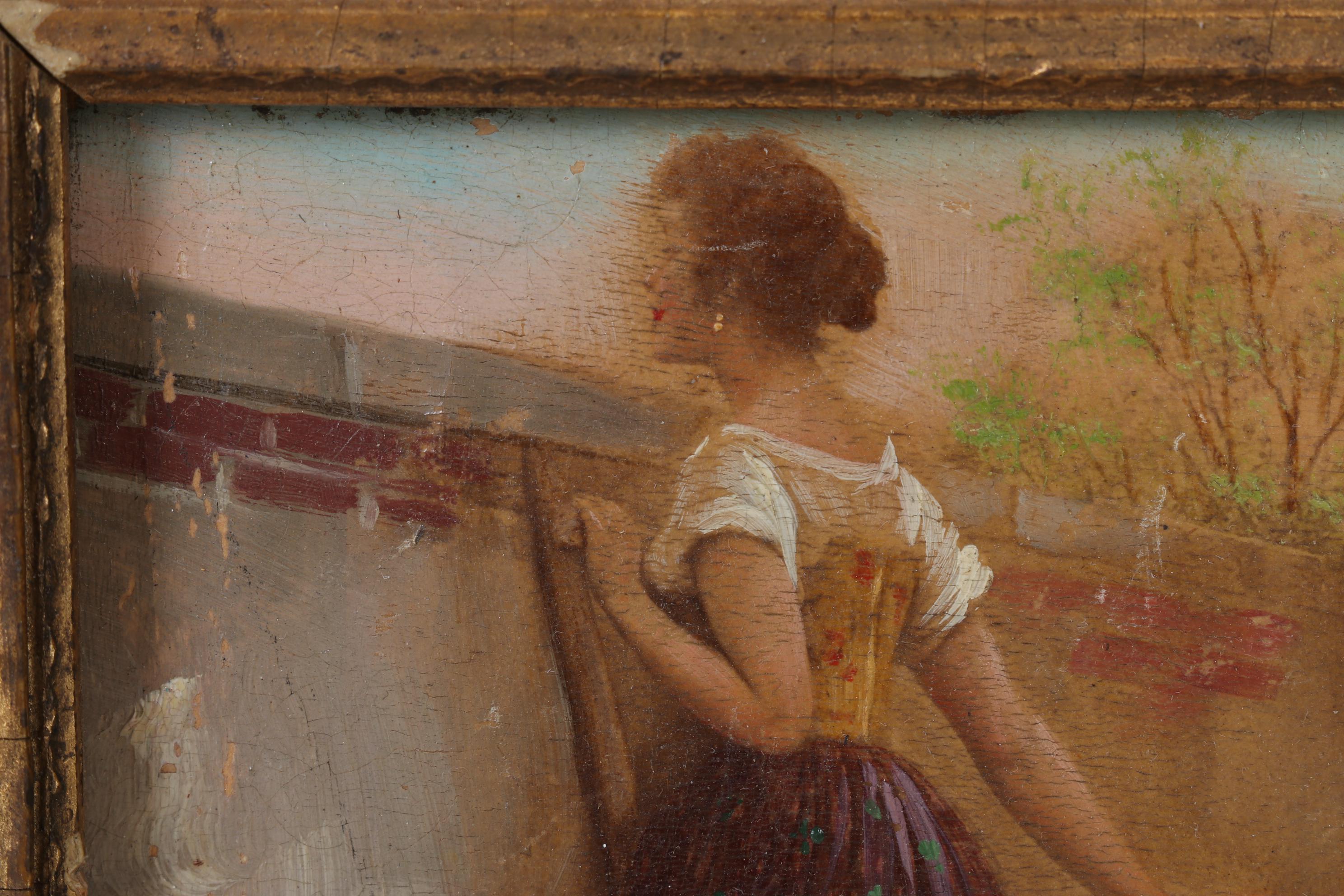 Oil Painting After Eugene de Blaas "The Curious," Early to Mid 20th century