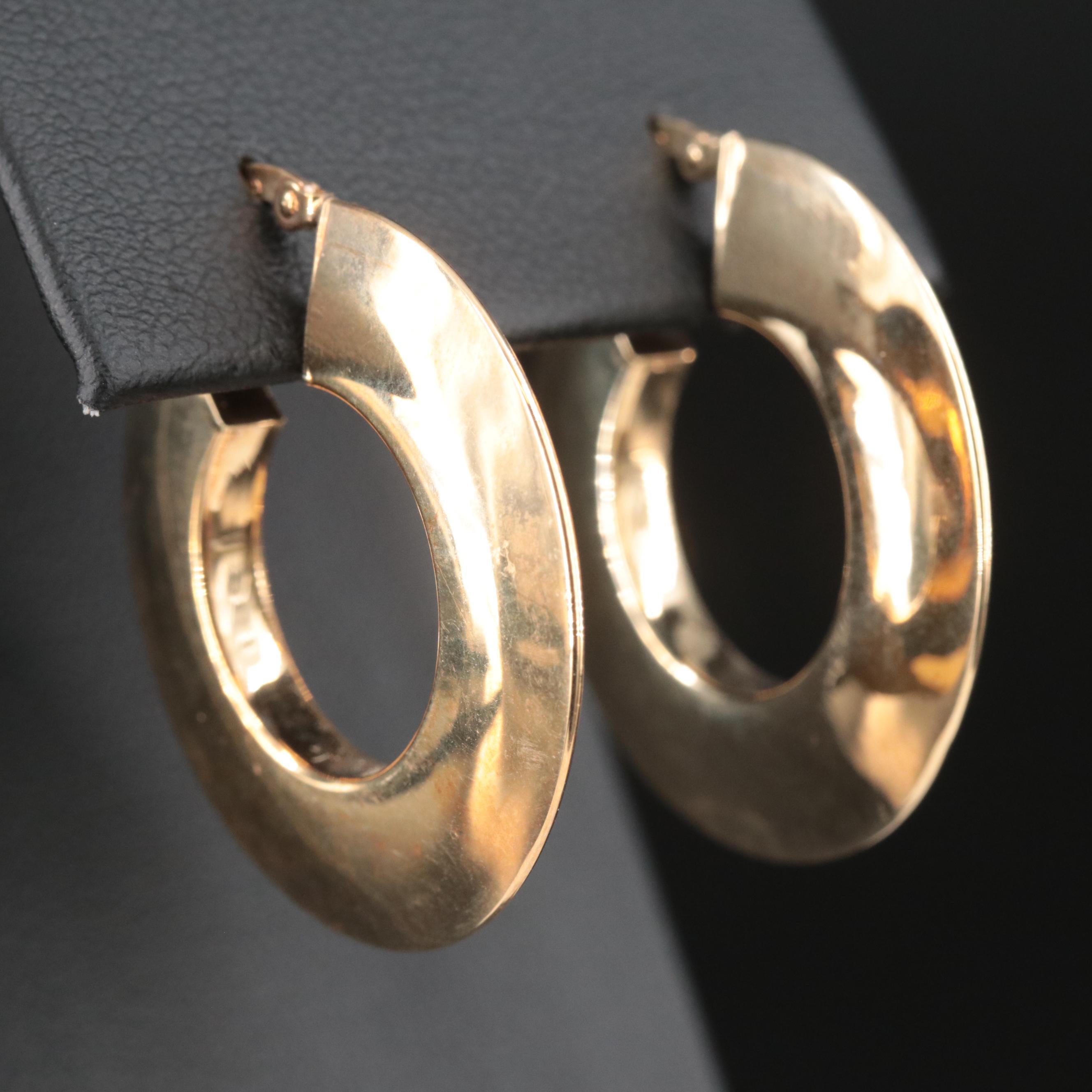 14K Knife-Edge Hoop Earrings