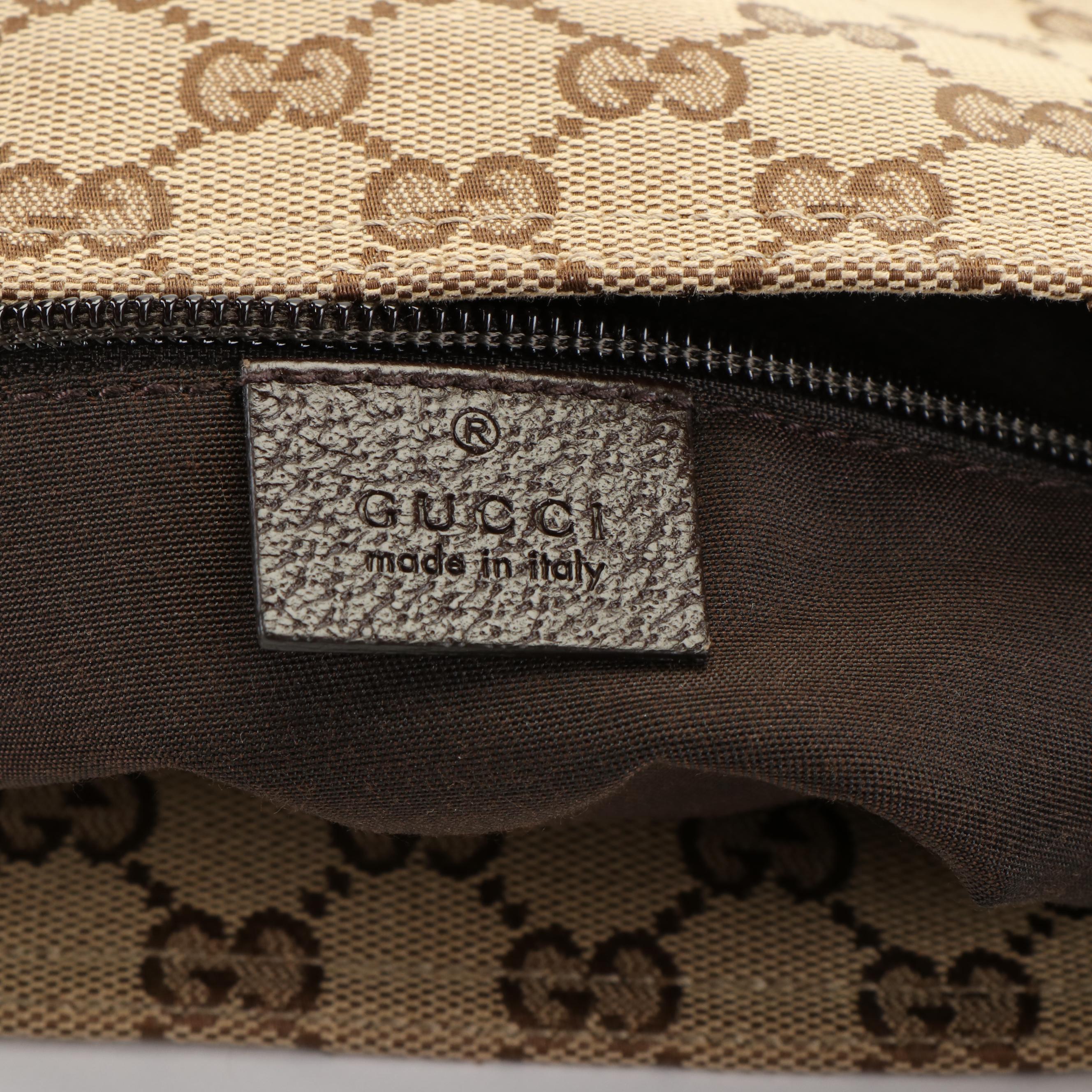 Gucci Crossbody Bag in Brown GG Canvas with Web Stripe Strap