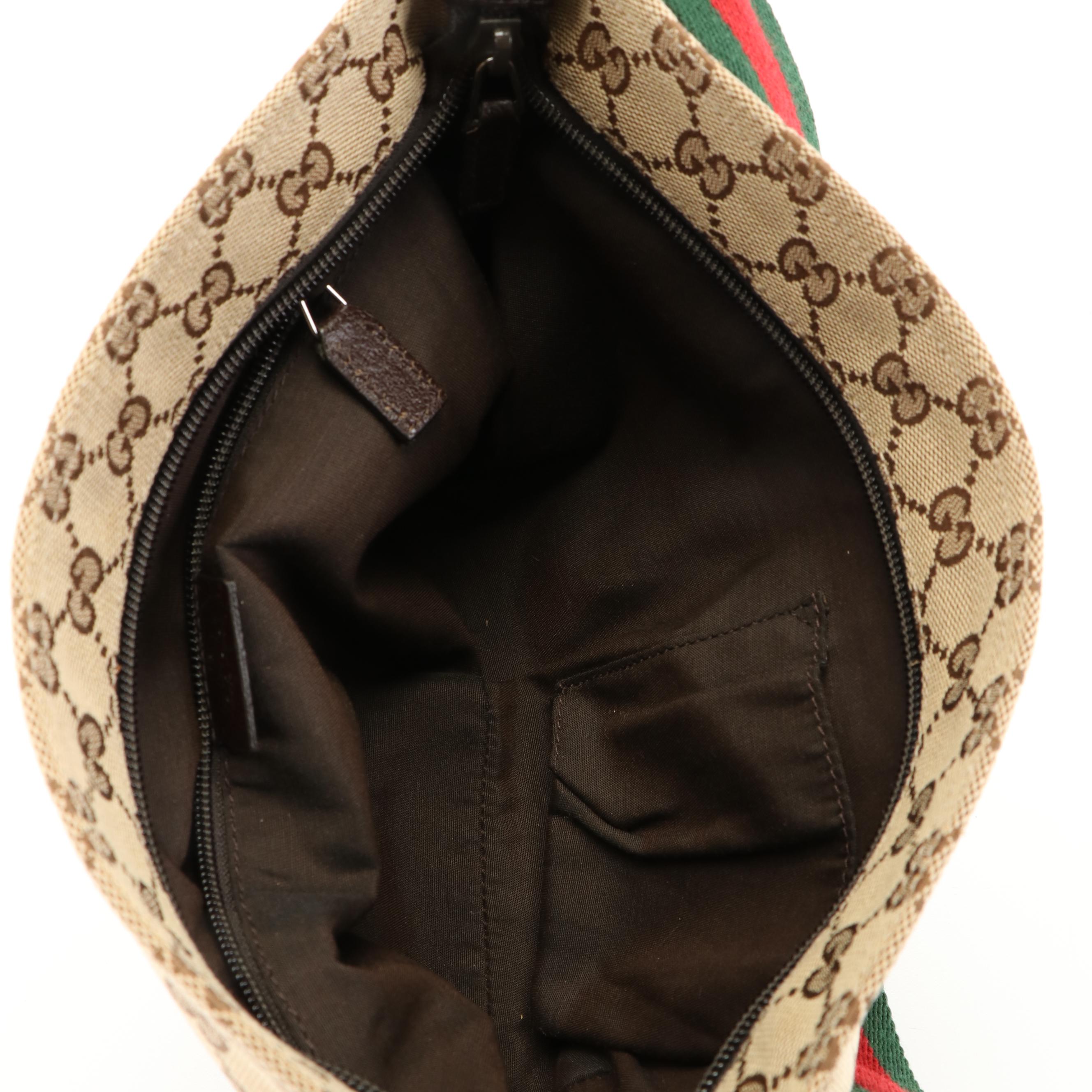 Gucci Crossbody Bag in Brown GG Canvas with Web Stripe Strap