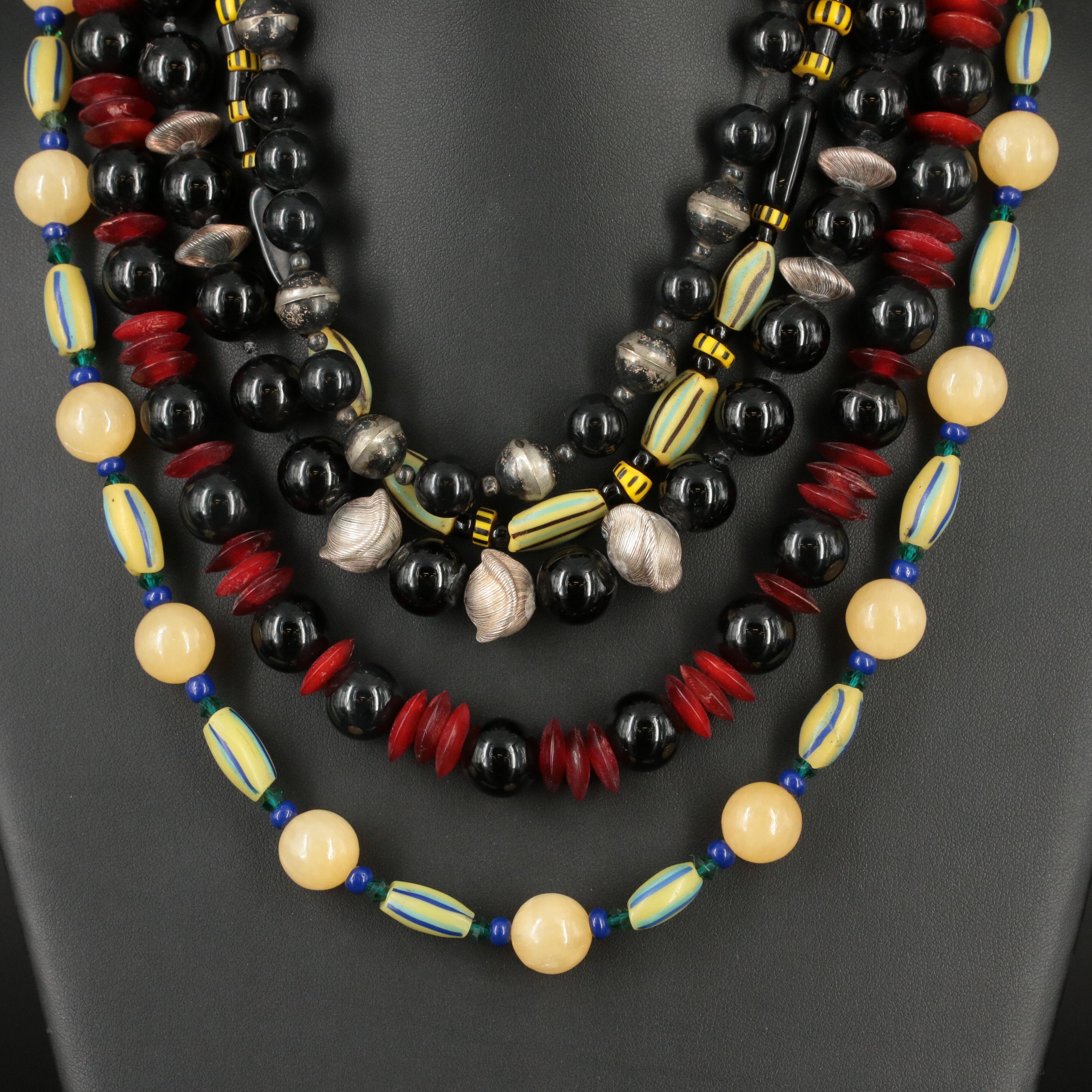 Sterling Necklaces Including Calcite, Horn and Black Onyx