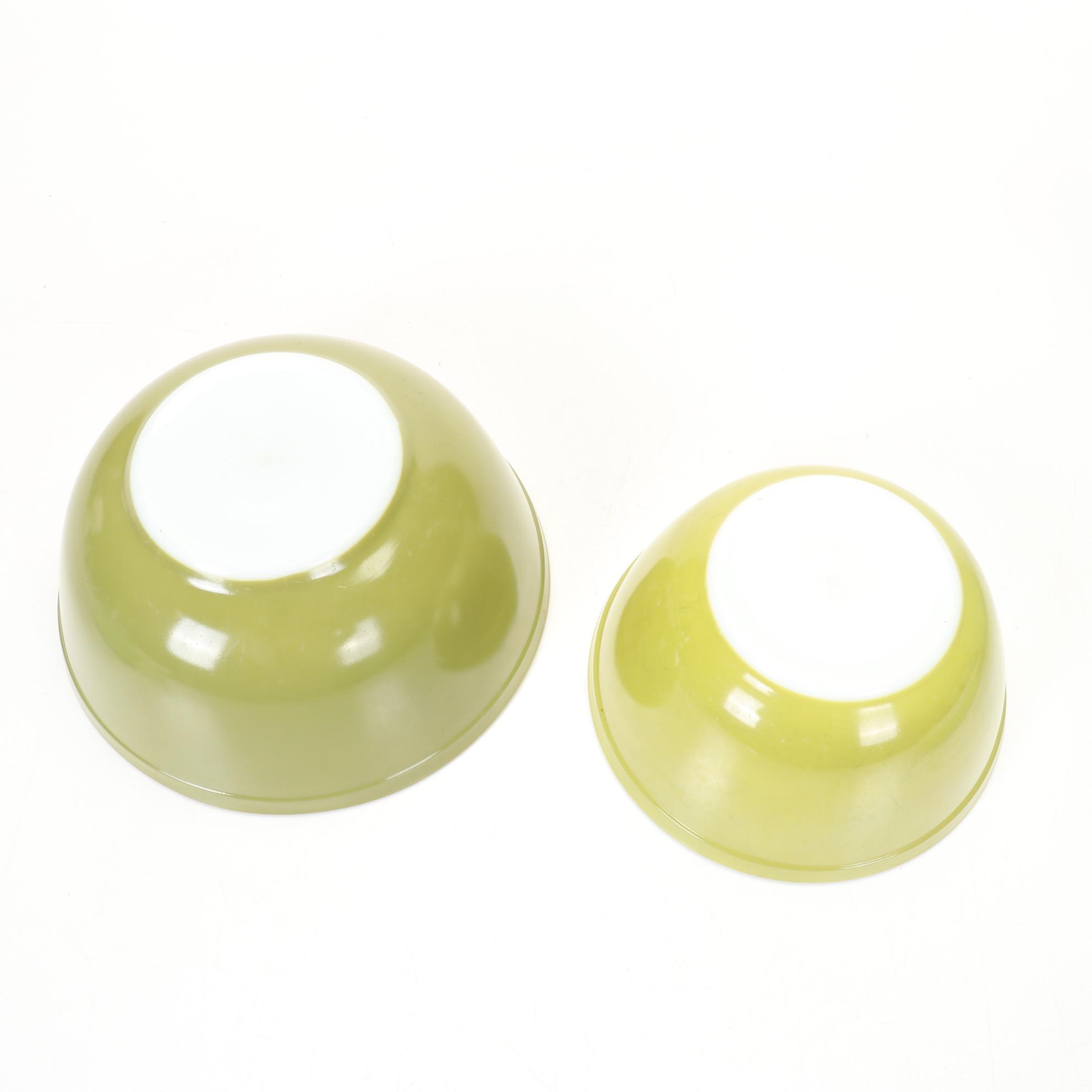 Pair of Jadeite Art Deco Vases With Pyrex and Other Green Kitchenware