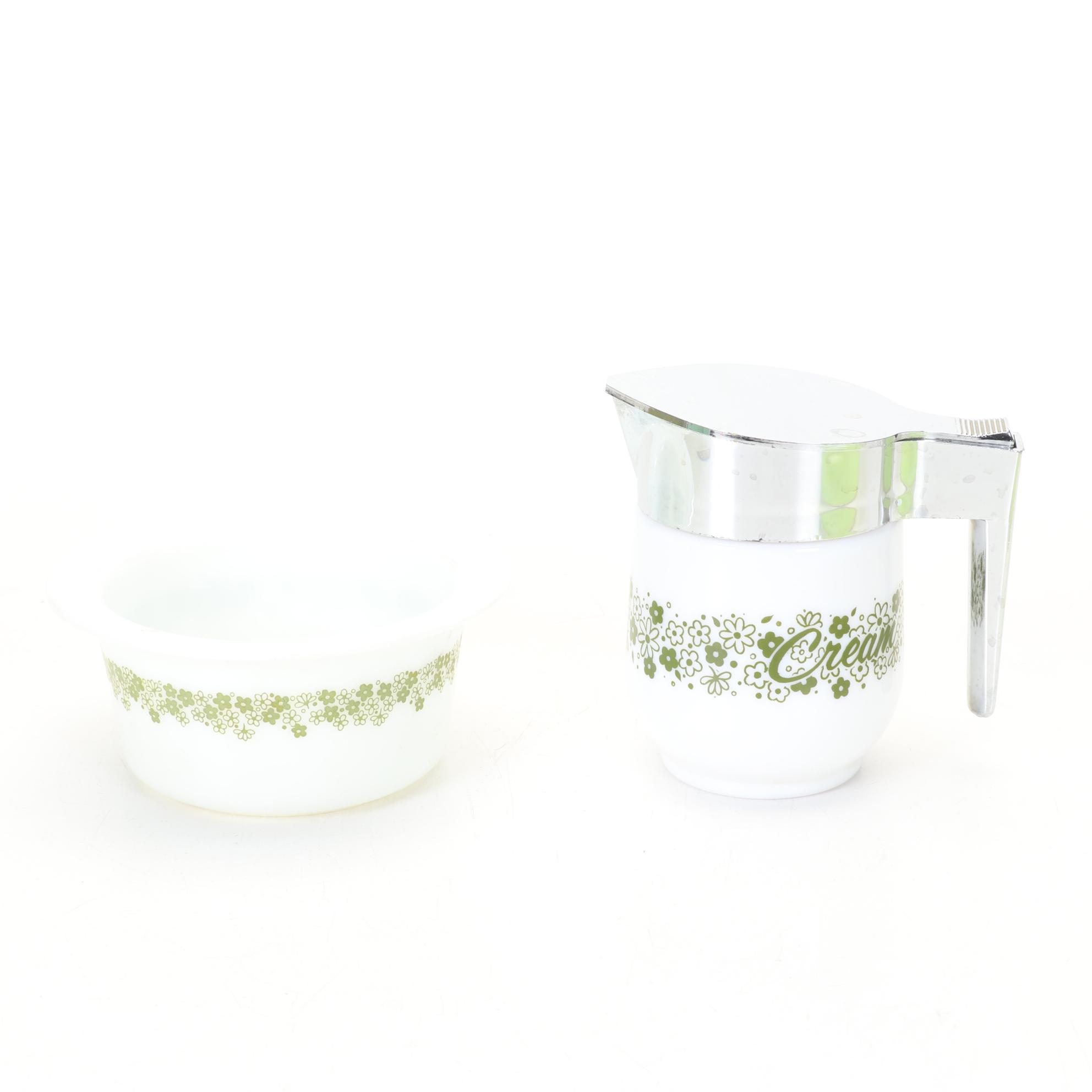 Pair of Jadeite Art Deco Vases With Pyrex and Other Green Kitchenware