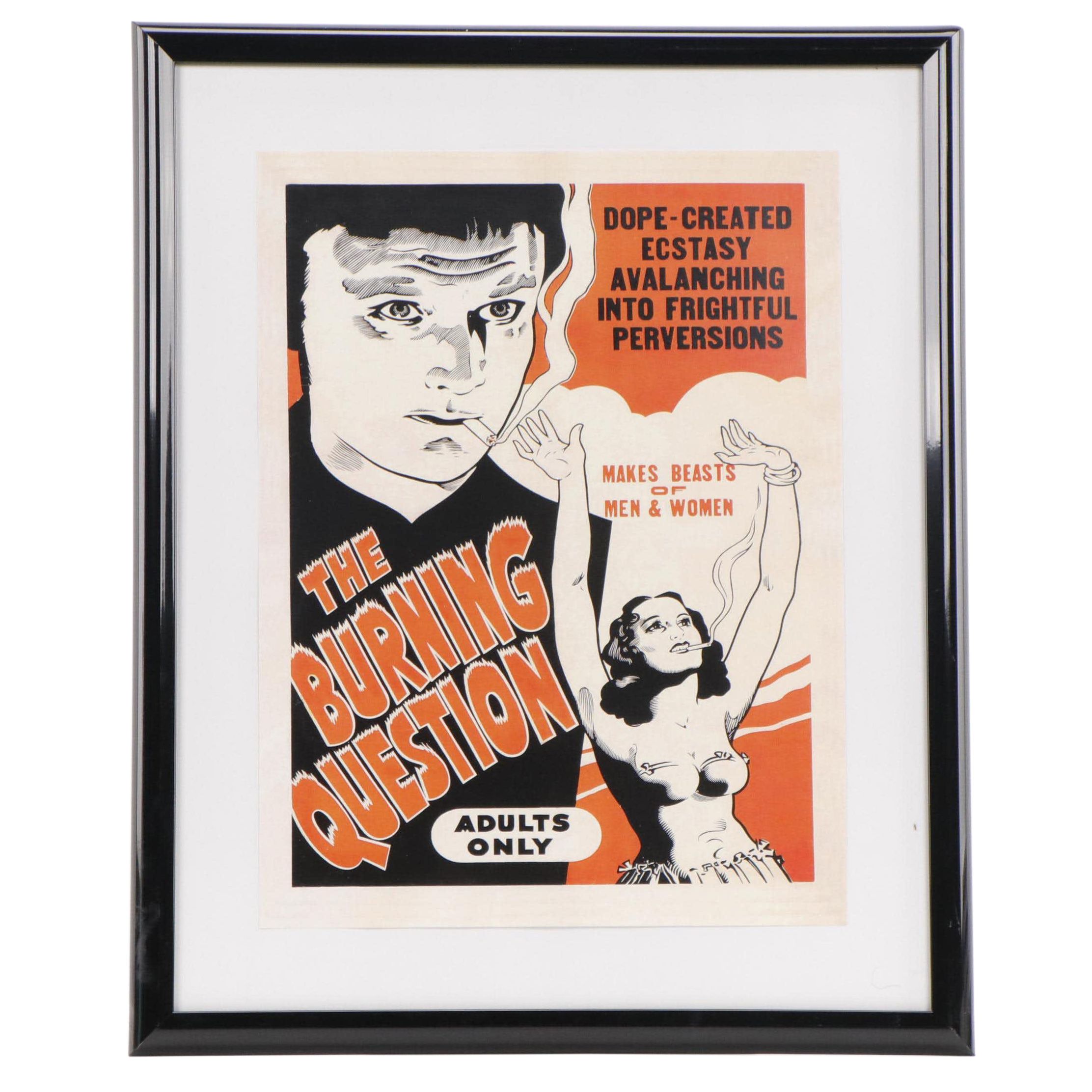 Offset Lithograph of Cannabis Propaganda Poster "The Burning Question"