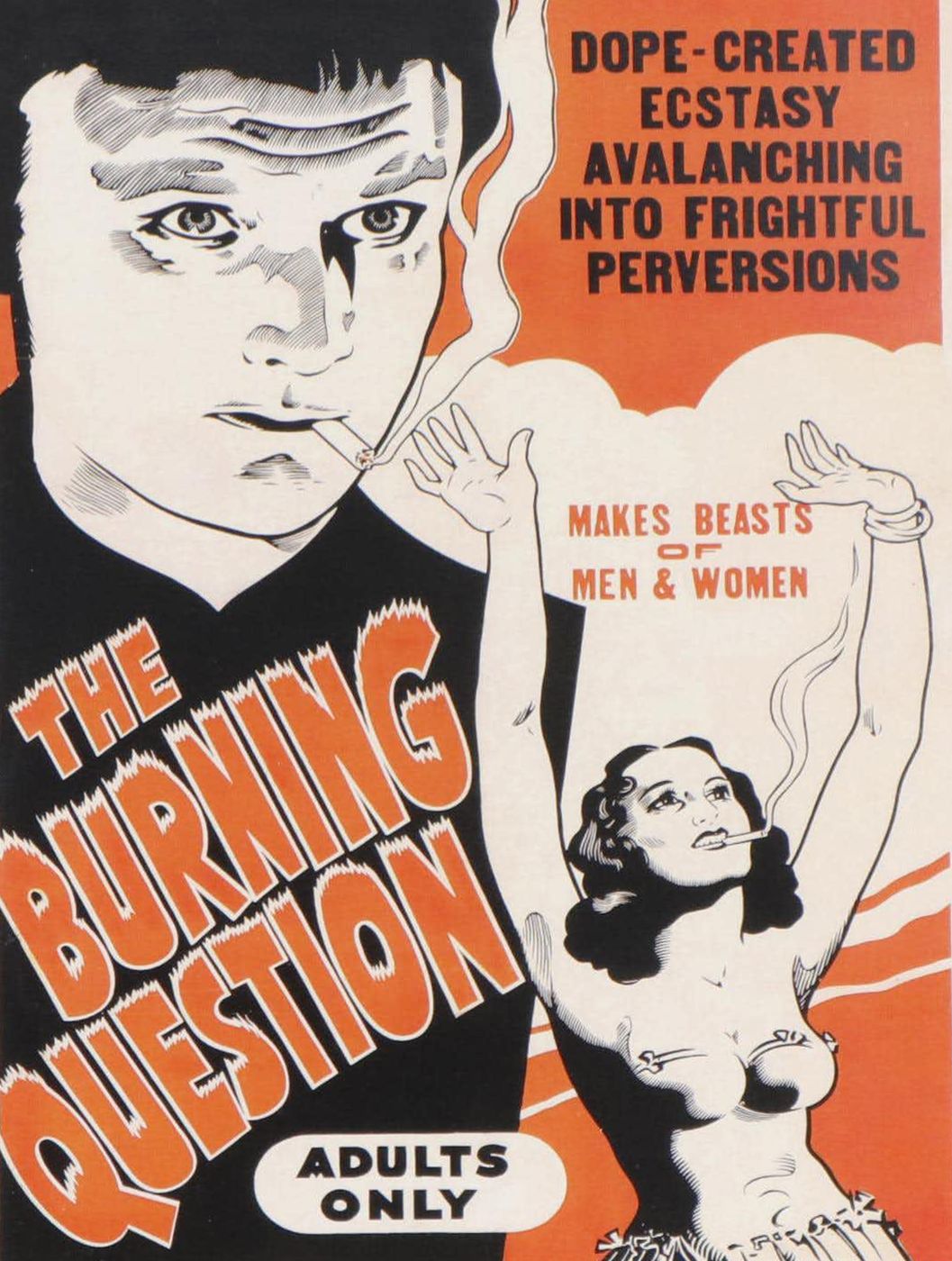 Offset Lithograph of Cannabis Propaganda Poster "The Burning Question"