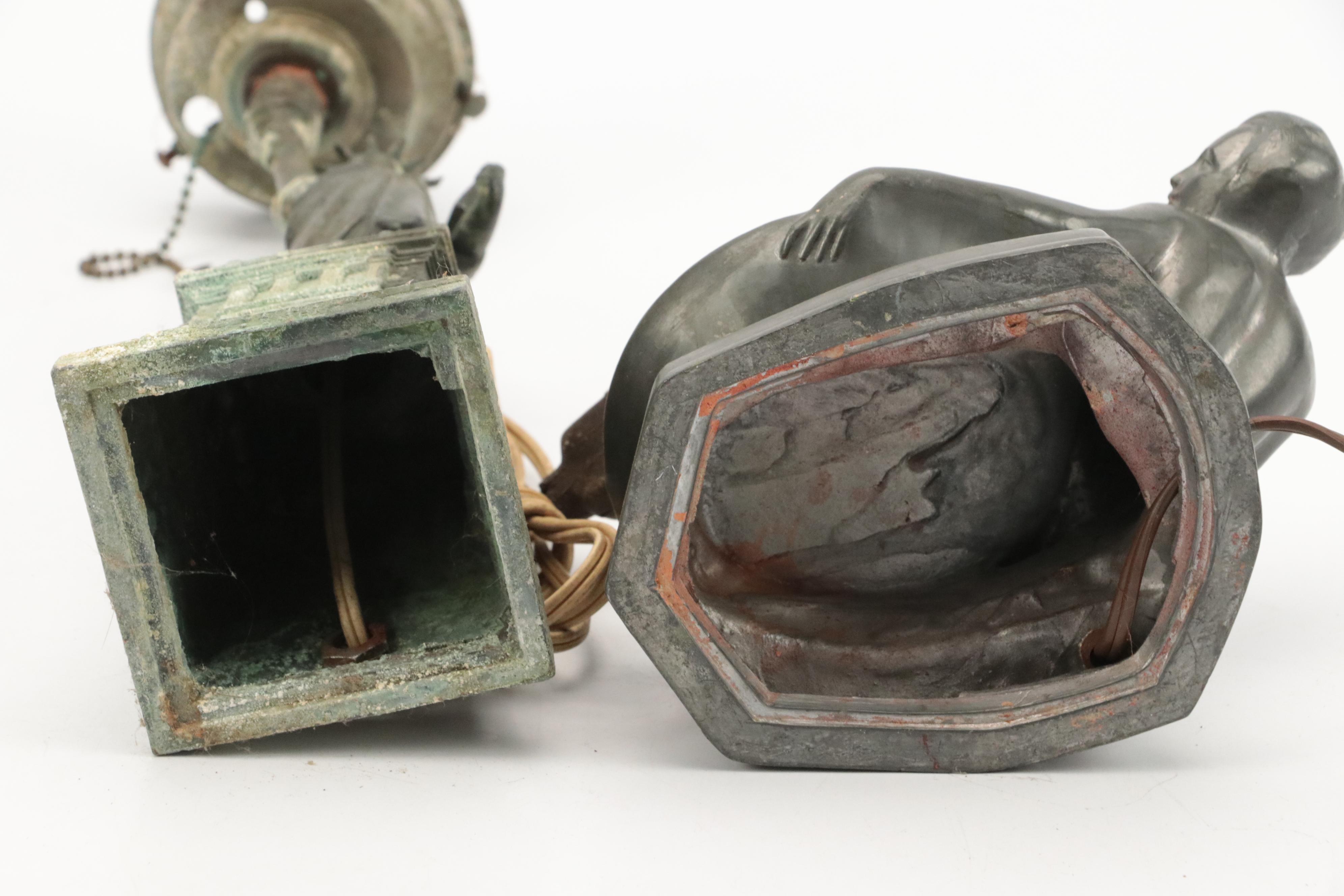 Art Deco Harlequin Clown Desk Lamp with Other Lamps and Ashtray