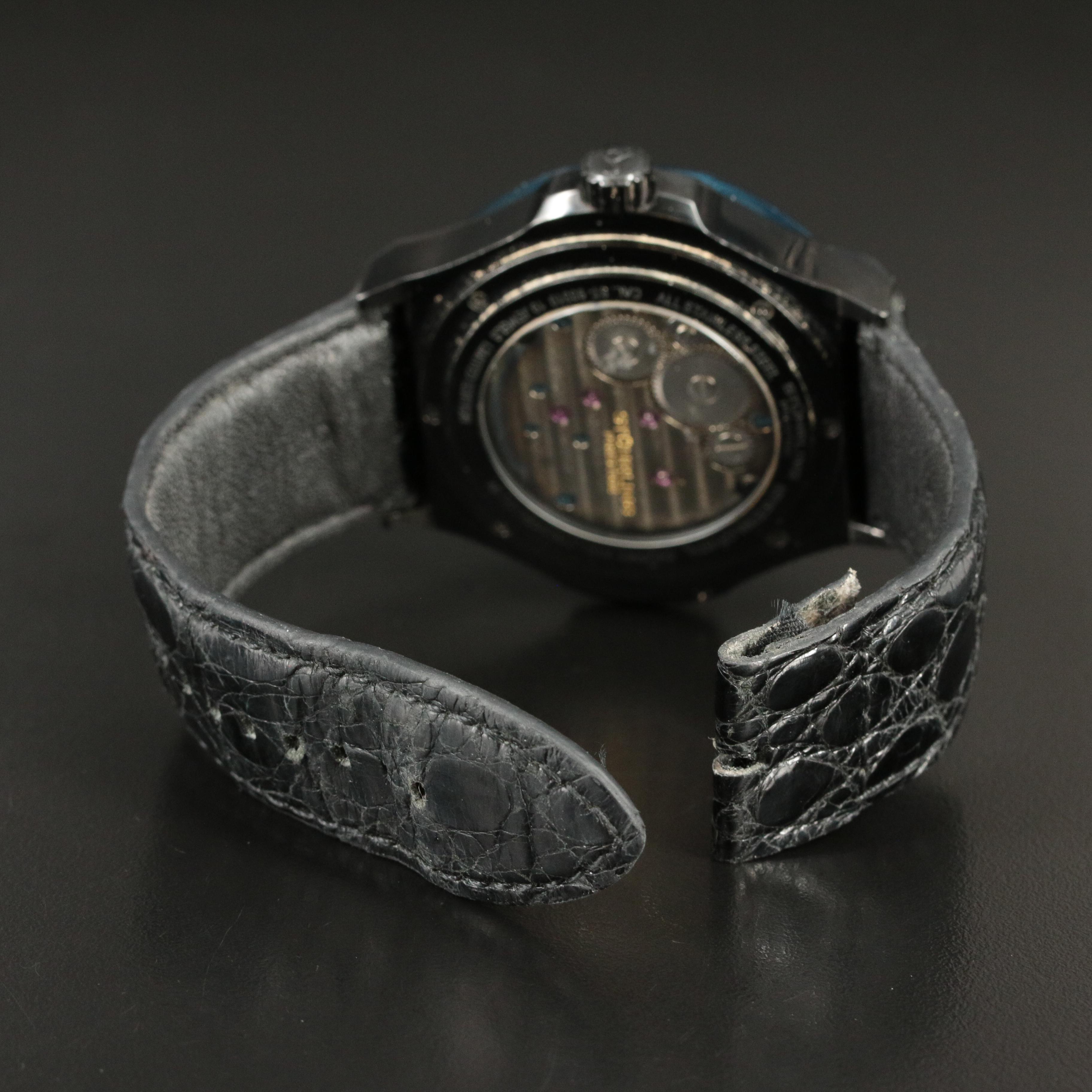 Stührling Prestige Tourbillon GMT Diamond-Bezel Watch