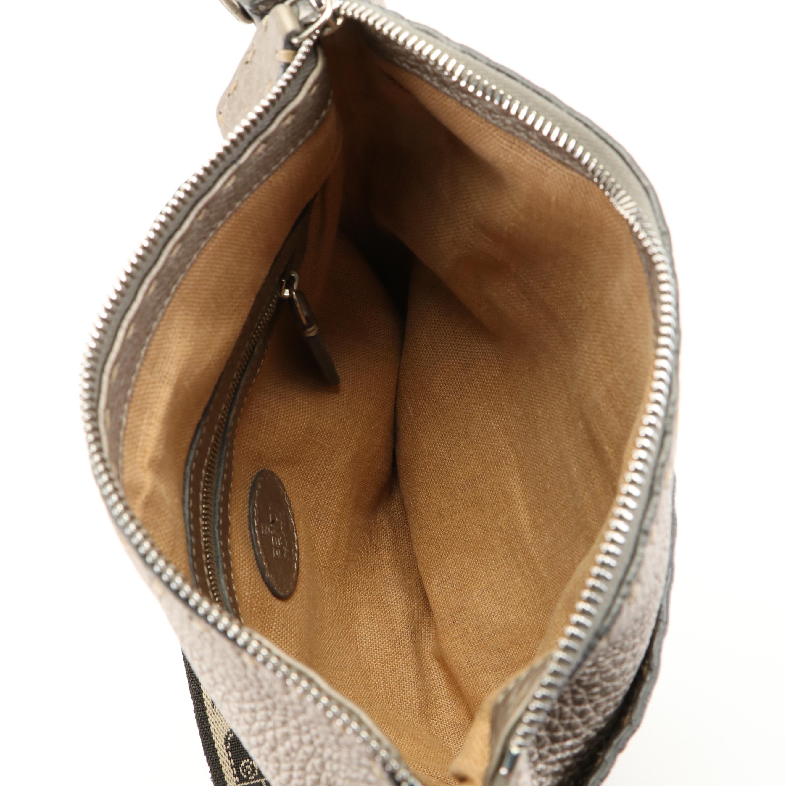 Fendi Selleria Messenger Bag in Metallic Finished Pebble Grain Leather