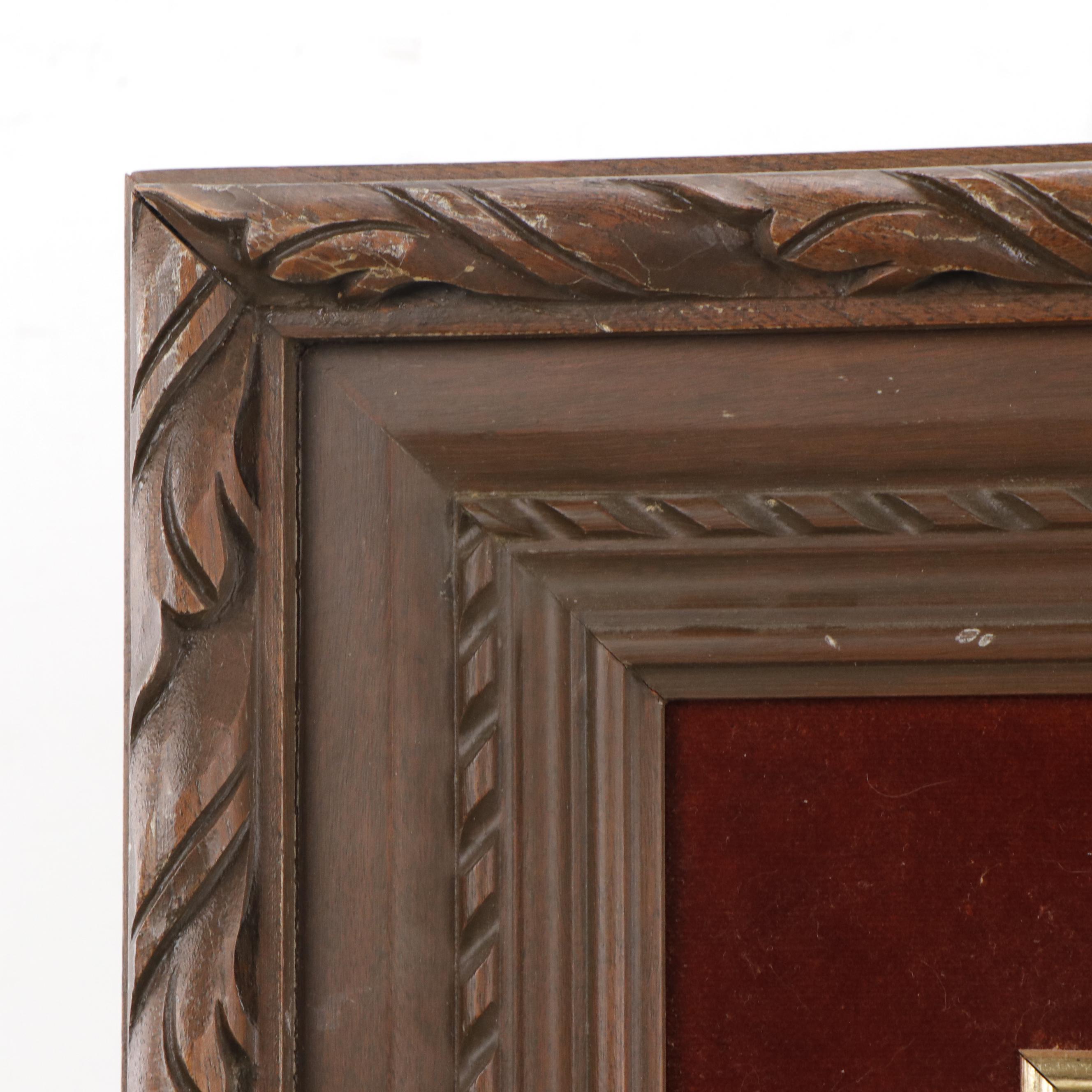 Maya Landscape Oil Painting of Distant Mountains and Figures, Circa 1980