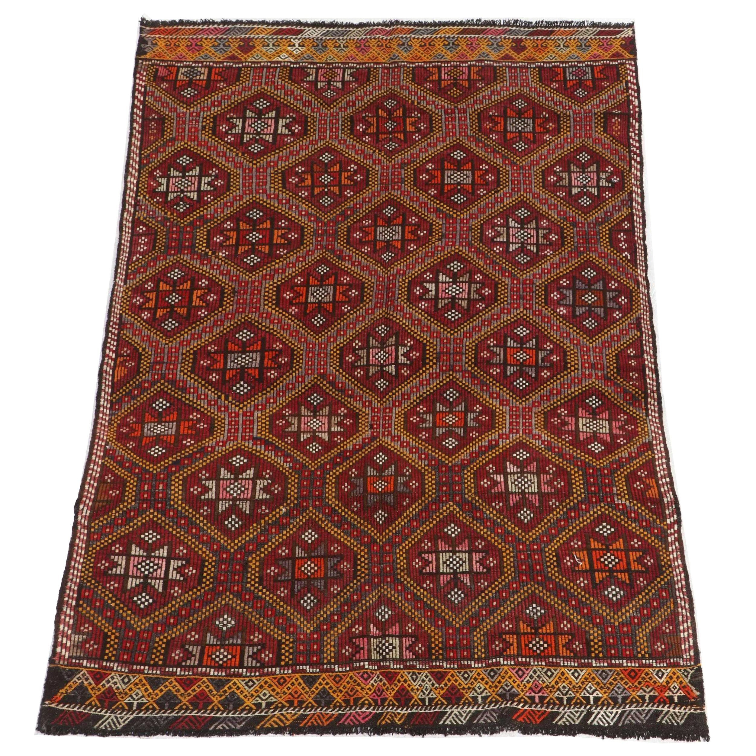 5'9 x 9'3 Handwoven Mixed Technique Turkish Mut Cicim Area Rug