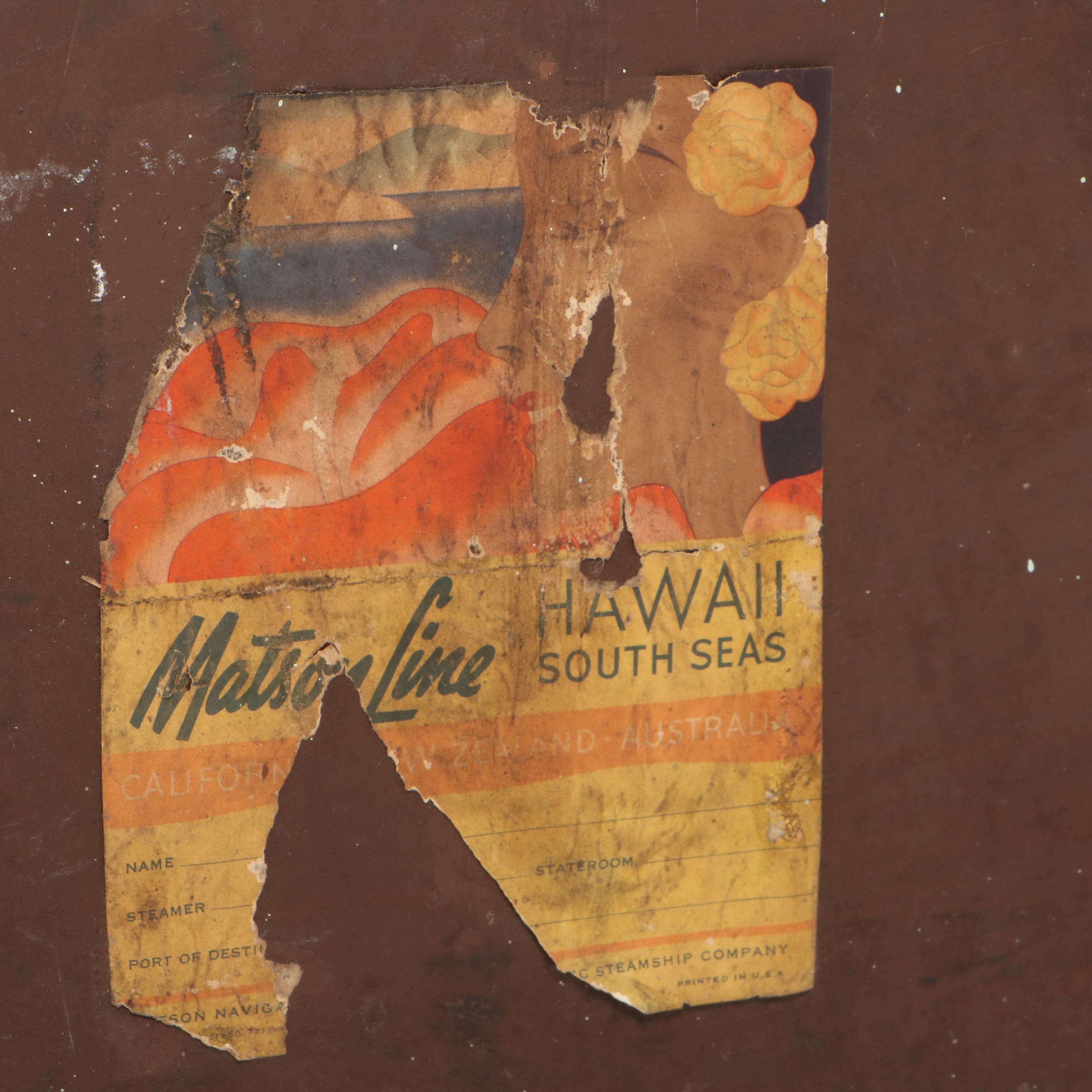 Painted Metal Trunk with US Military Stenciled Address, Mid to Late 20th Century