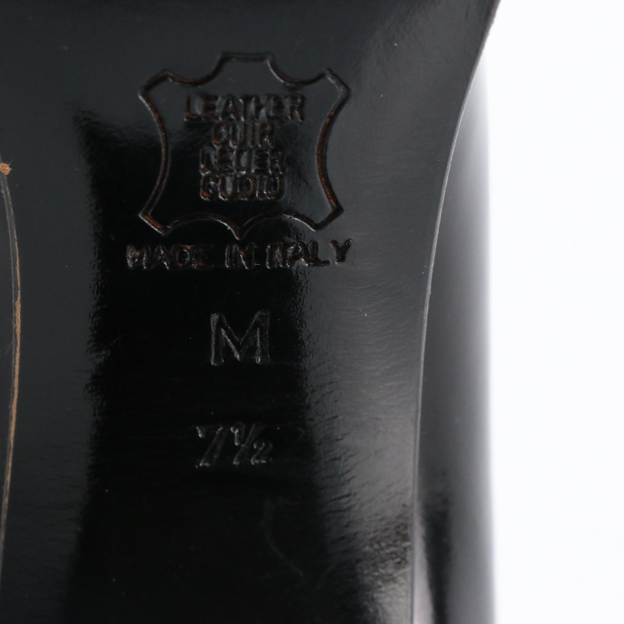 Fendi FF Logo Black Leather Open-Toe Block Heel Shoes, Circa 1990