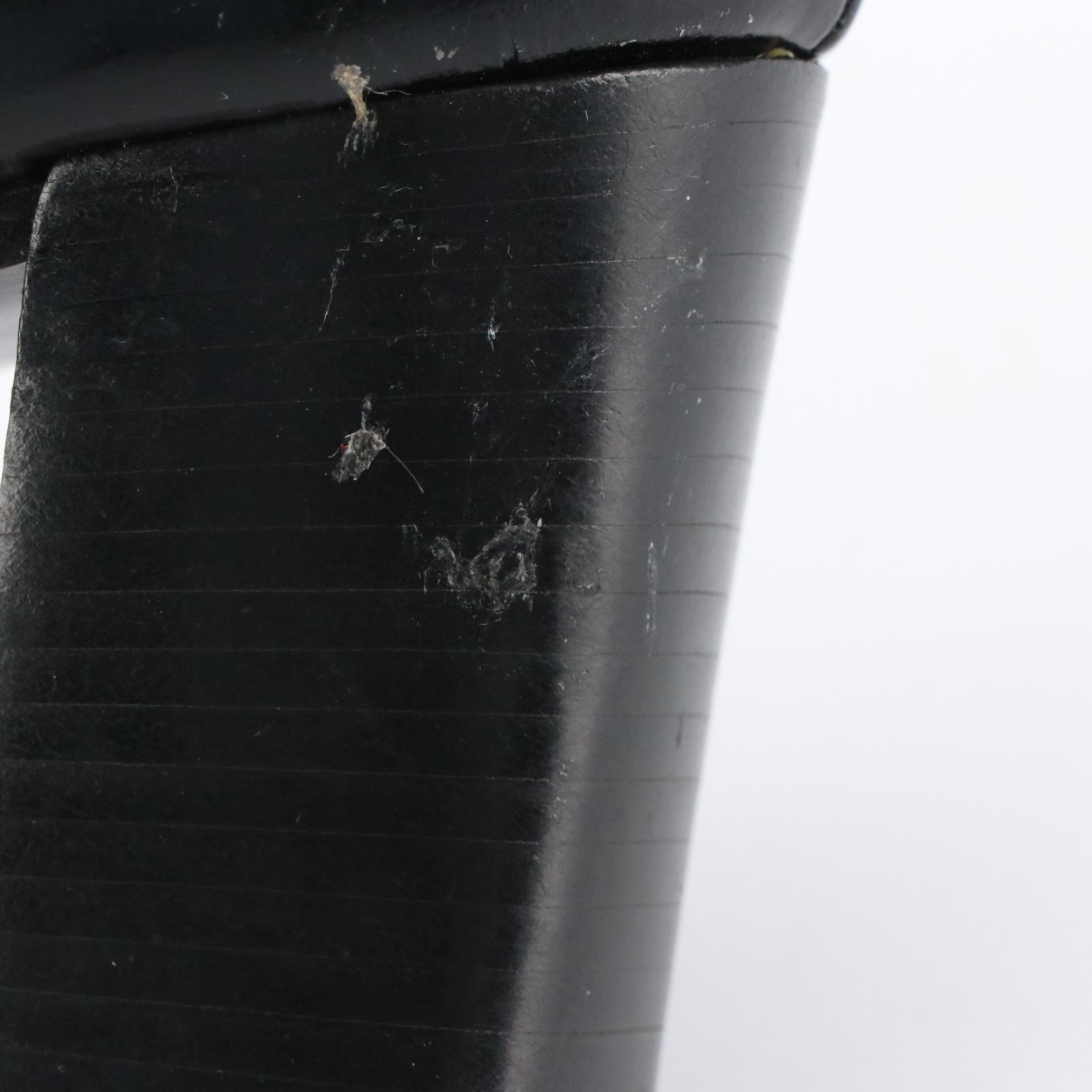 Fendi FF Logo Black Leather Open-Toe Block Heel Shoes, Circa 1990