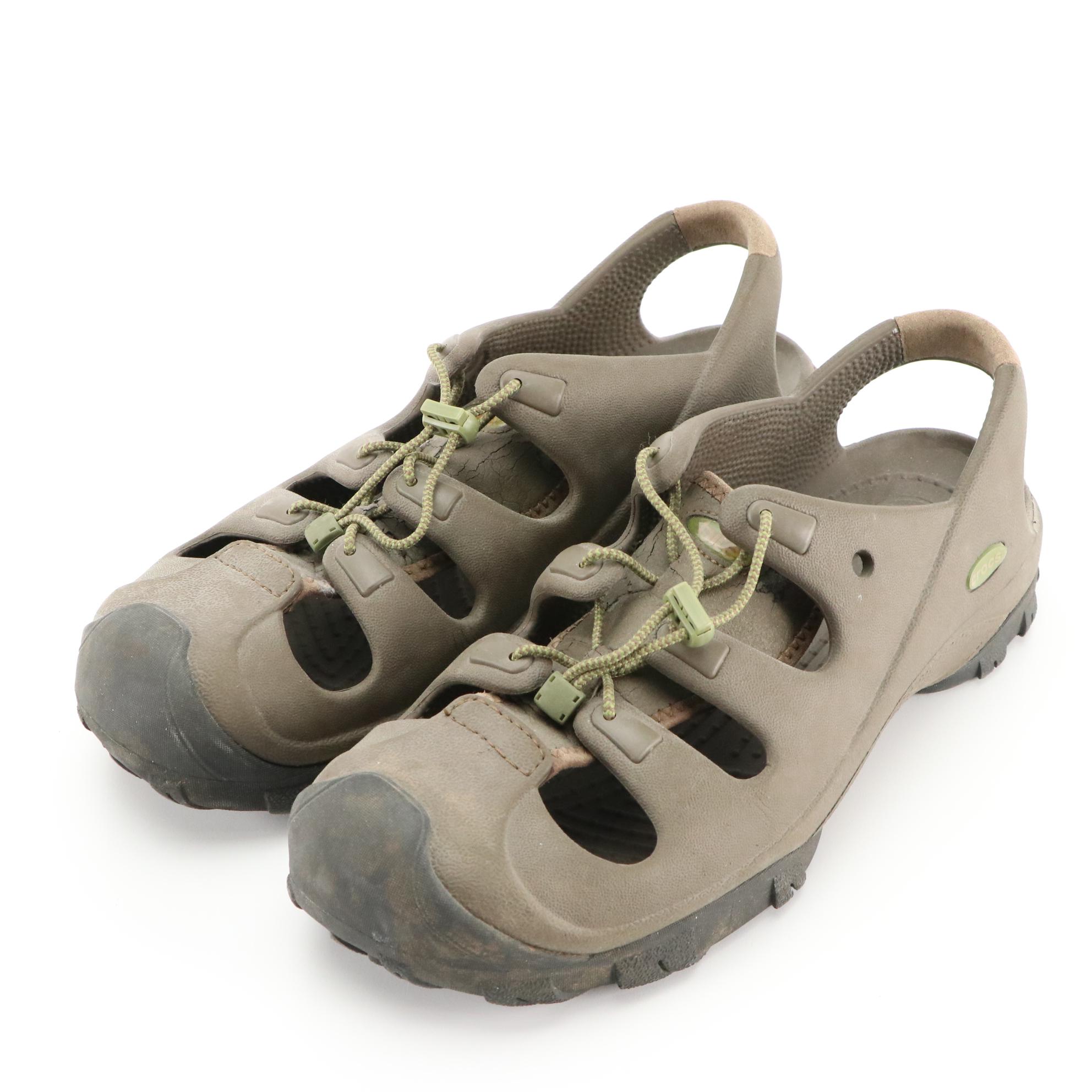 Men's Crocs Closed Toe Leather and Camo Clogs with Trailbreak Water Shoes