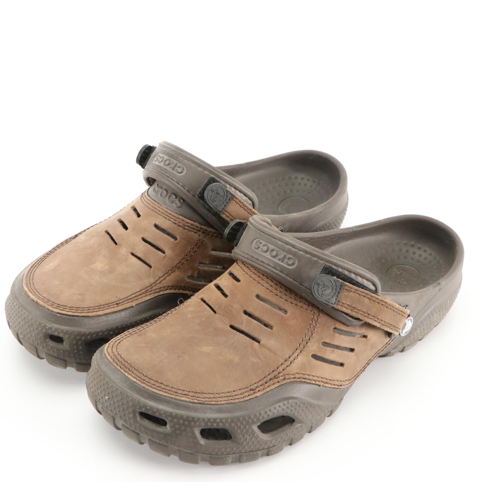 Men's Crocs Closed Toe Leather and Camo Clogs with Trailbreak Water Shoes