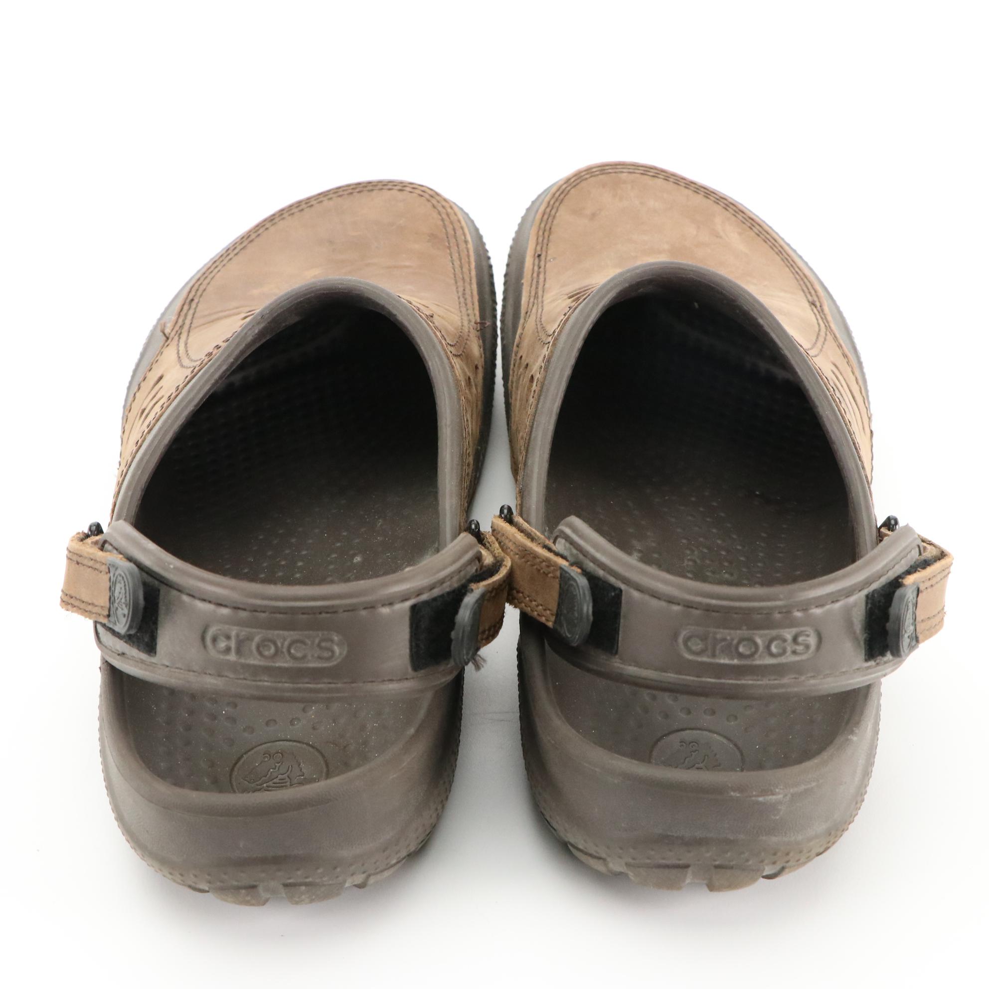 Men's Crocs Closed Toe Leather and Camo Clogs with Trailbreak Water Shoes