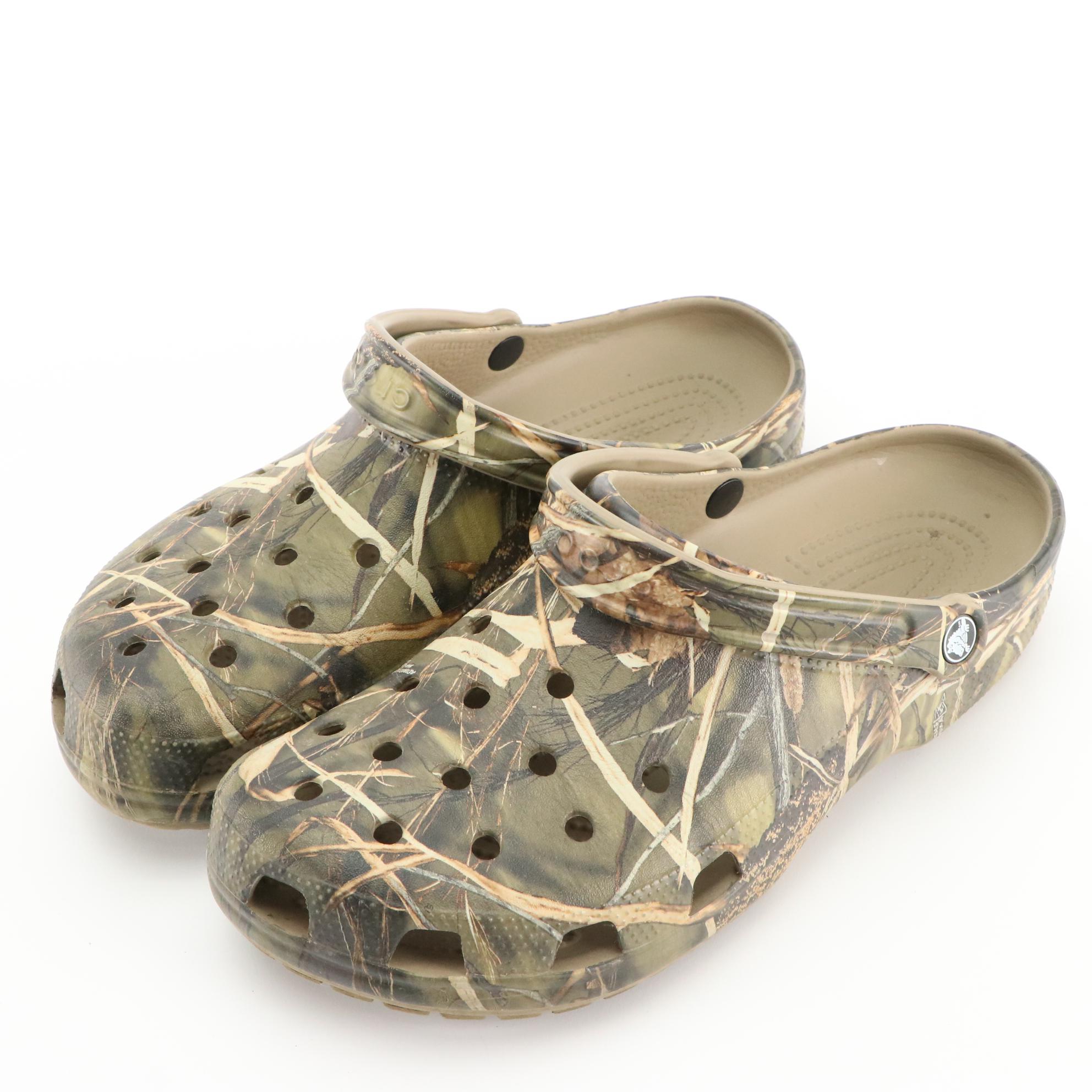 Men's Crocs Closed Toe Leather and Camo Clogs with Trailbreak Water Shoes