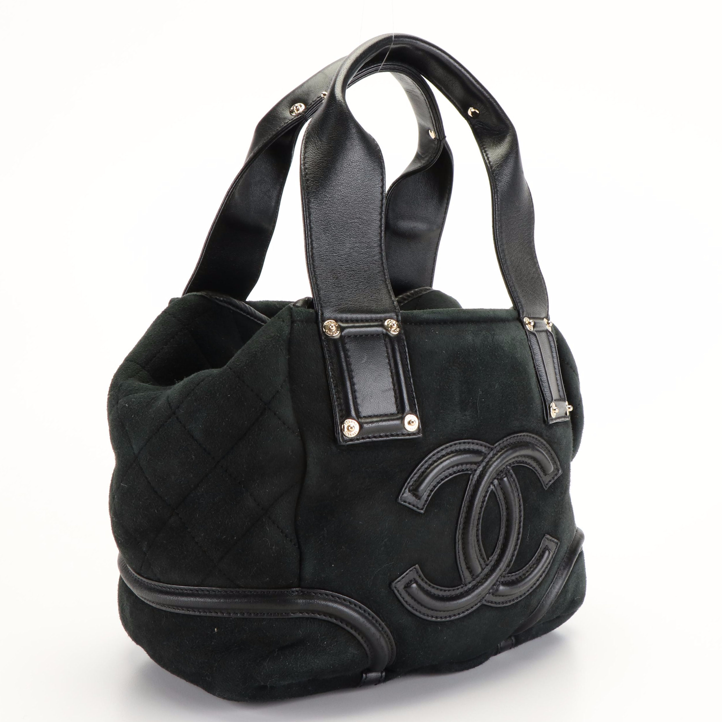 Chanel Black Shearling Sparkling Small Winter Tote