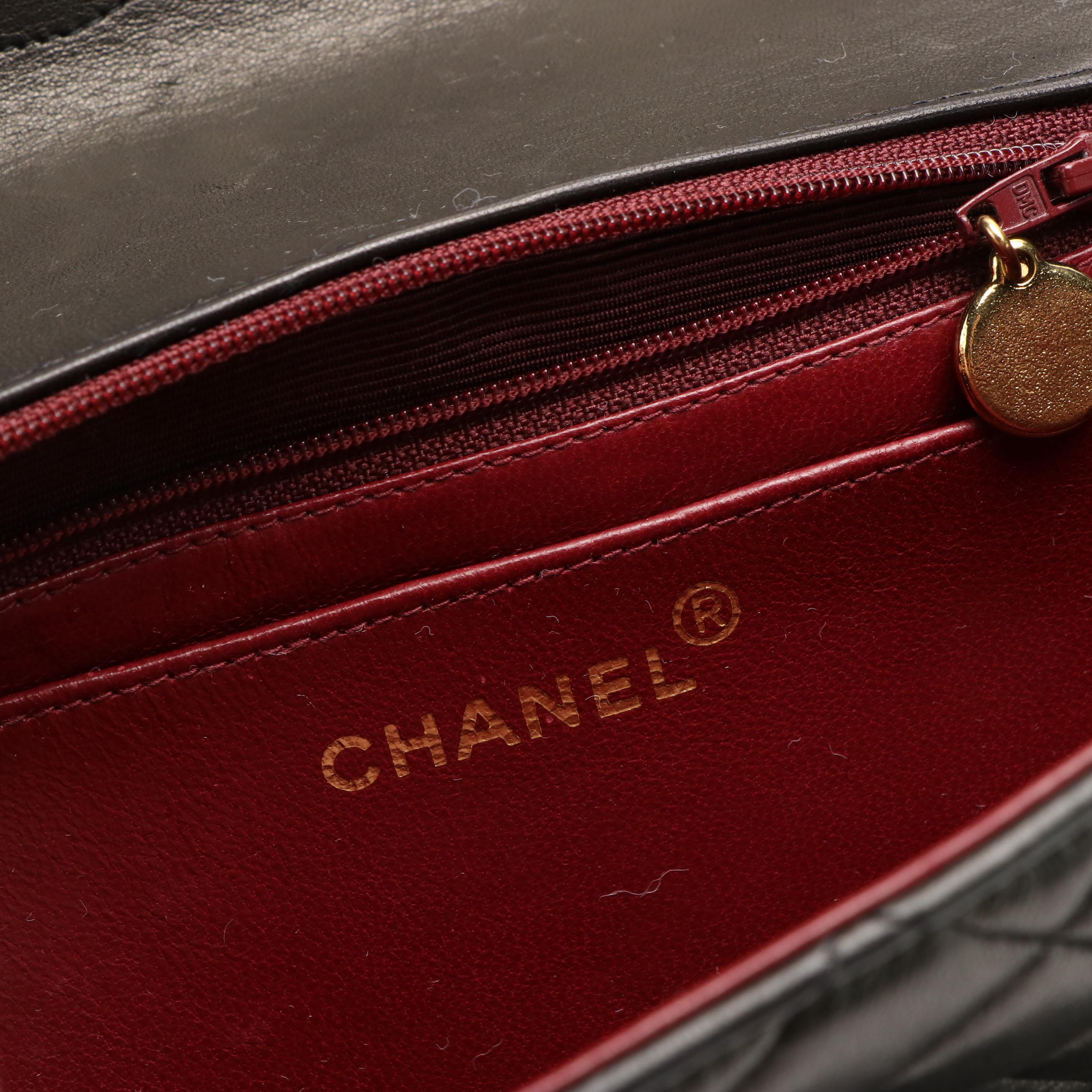 Chanel Vintage Brown Quilted Lambskin Top Handle Medium Flap Bag