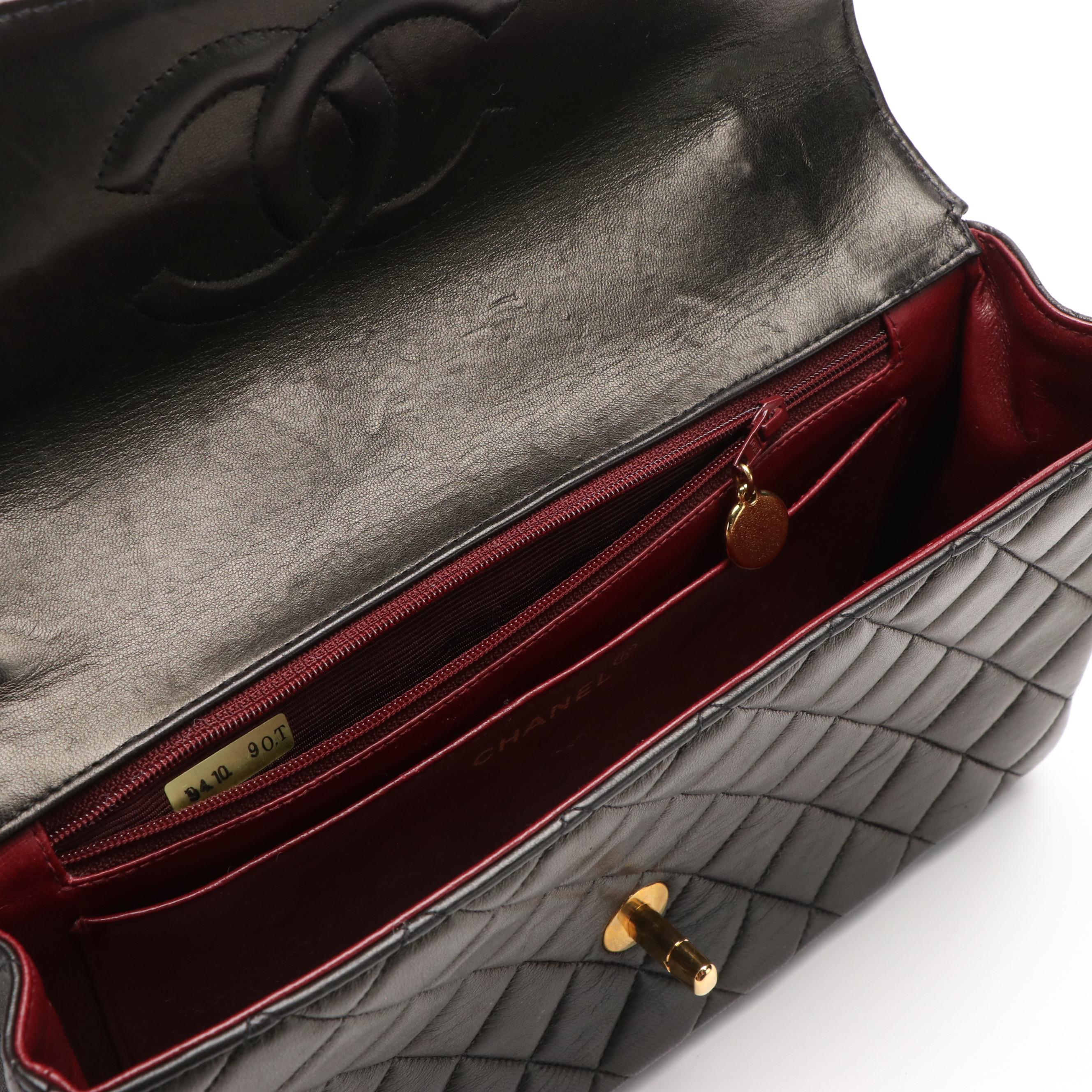 Chanel Vintage Brown Quilted Lambskin Top Handle Medium Flap Bag