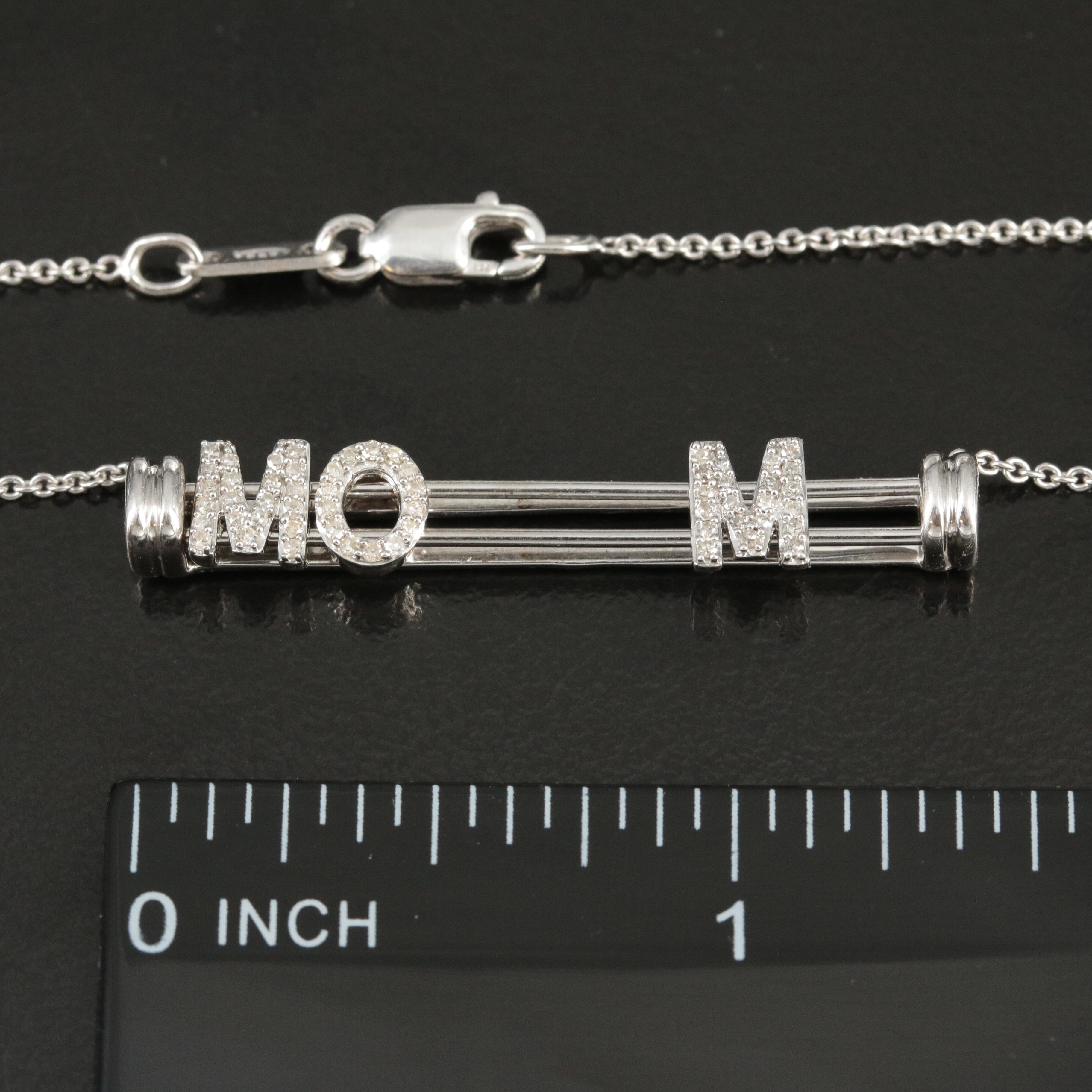 Sterling Articulated Diamond "MOM" Necklace