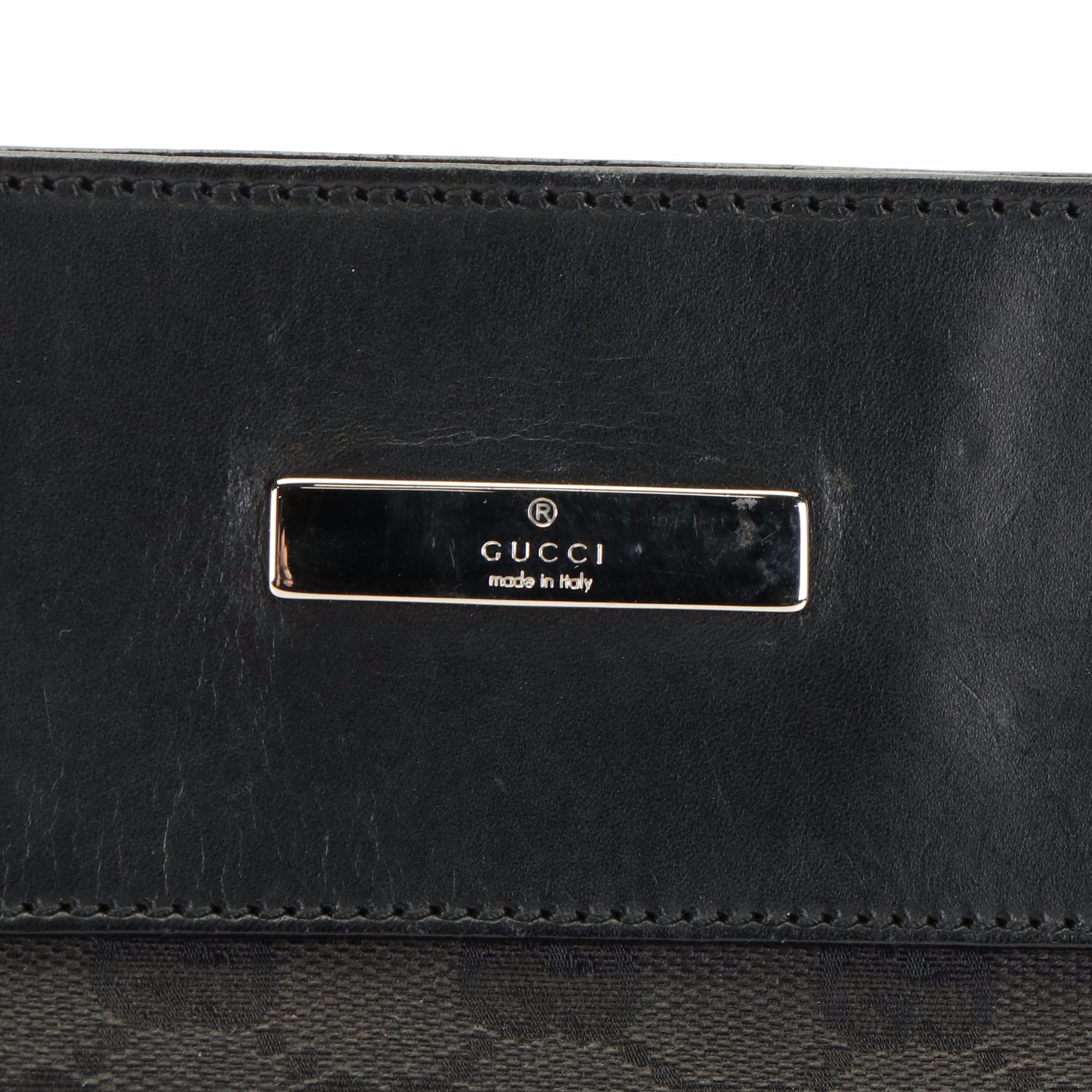 Gucci Black GG Canvas Leather-Trimmed Flat Crossbody Bag