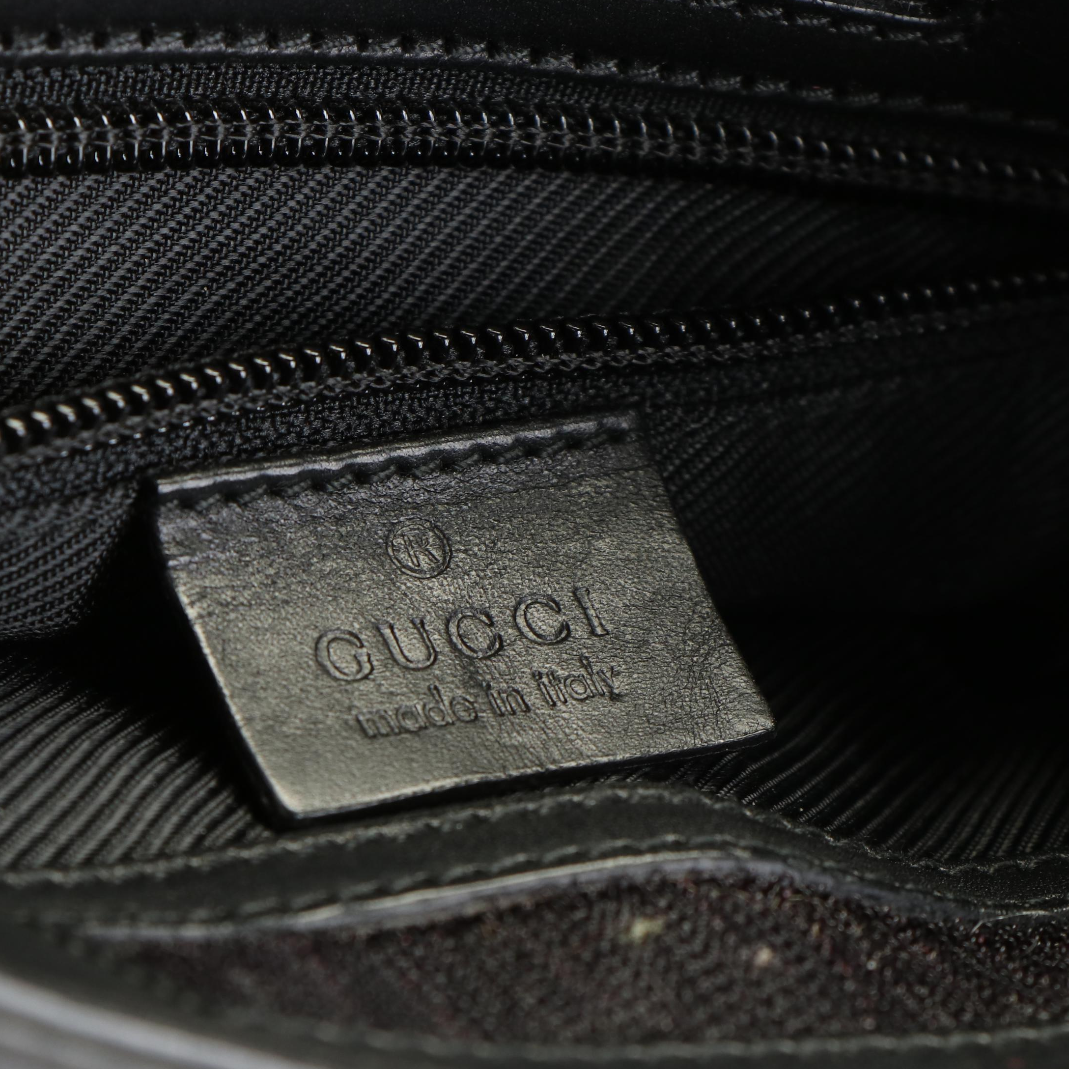 Gucci Black GG Canvas Leather-Trimmed Flat Crossbody Bag