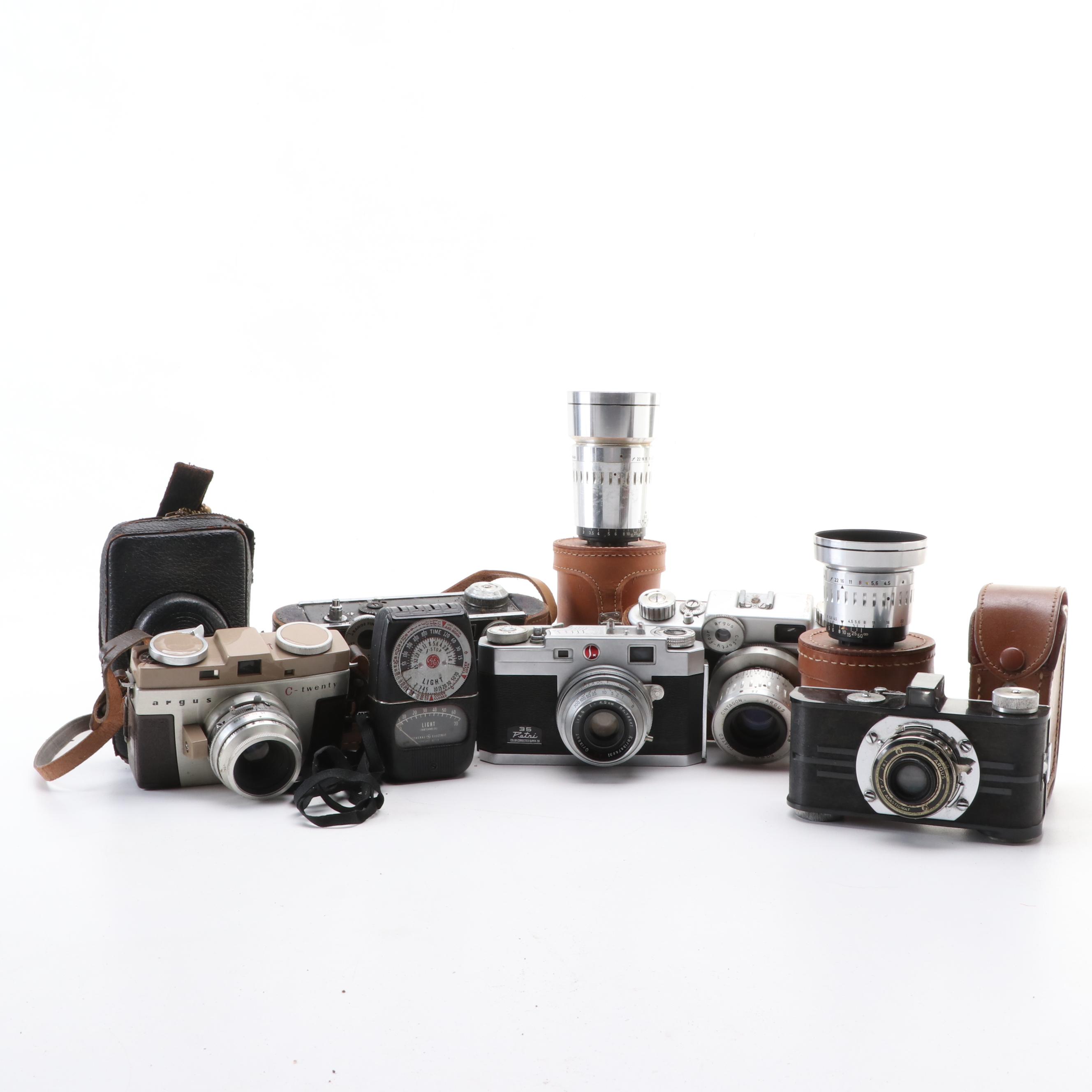 Argus C-20, Petri Kuribayasha 35 and More Cameras, Lenses and Cases