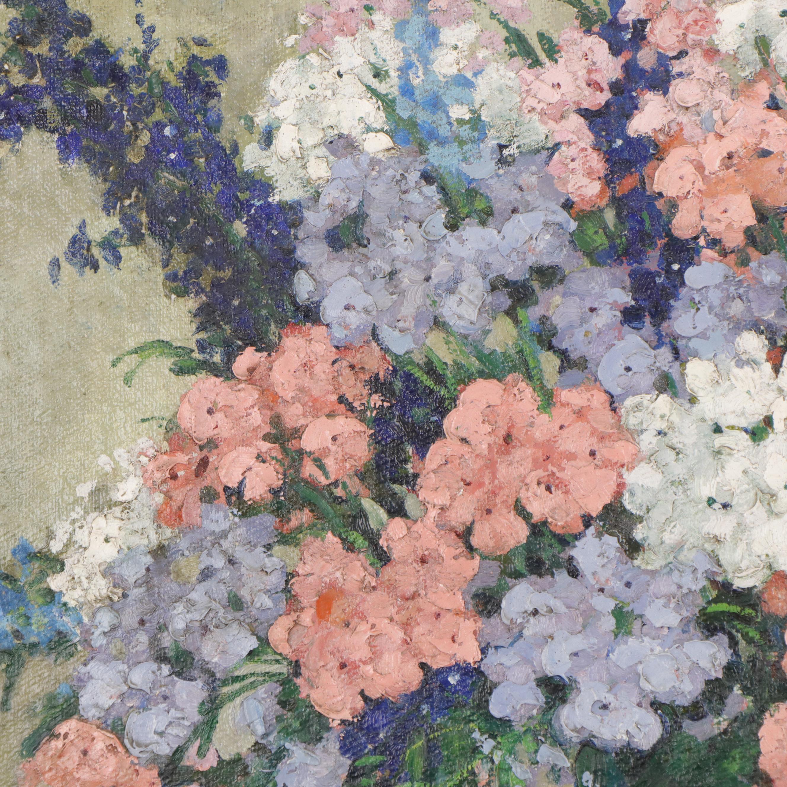 Gerald Frank Oil Painting Still Life with Flowers and Vase