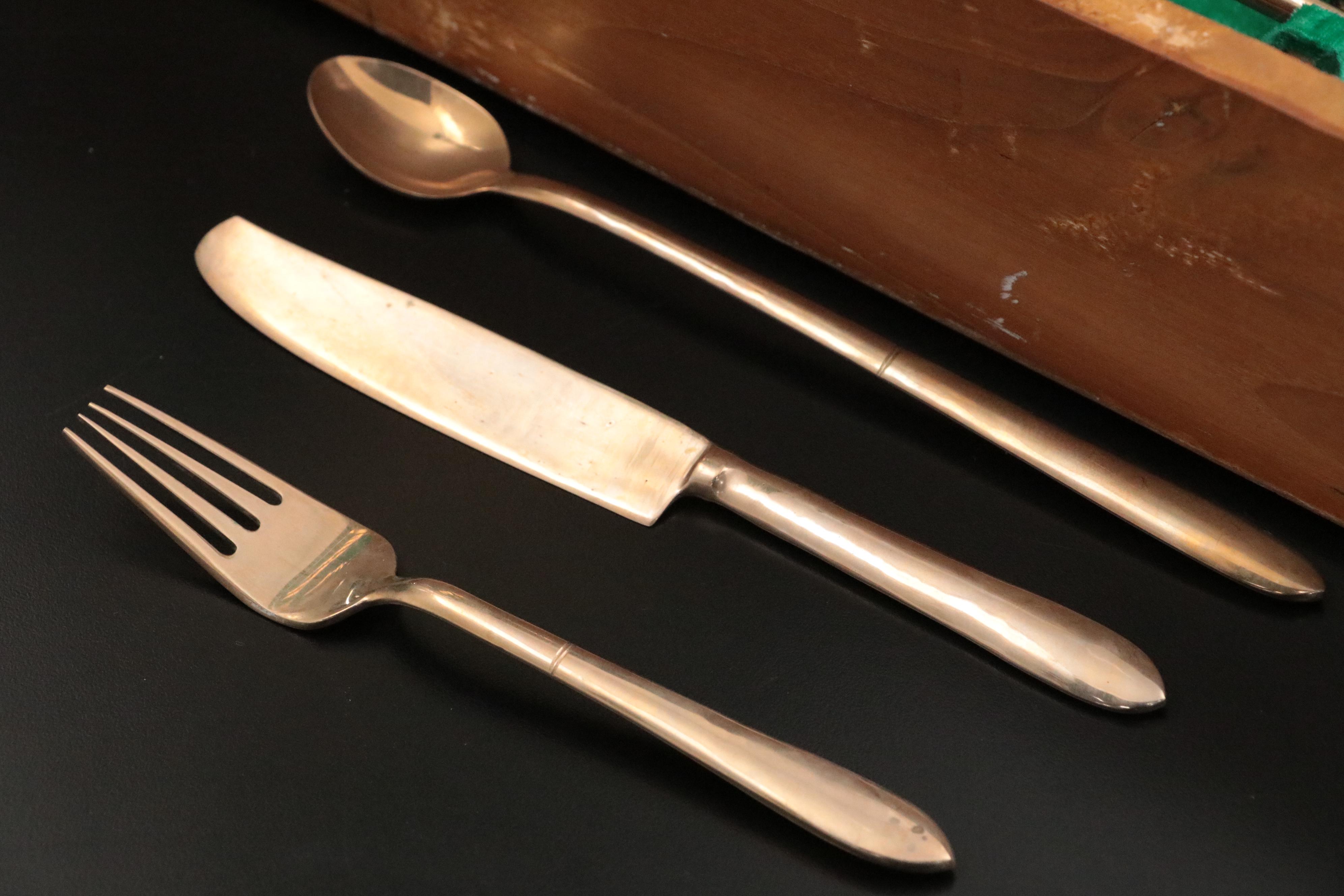 Thai Gems Factory Bronze Flatware and Serveware, Mid to Late 20th C. EBTH