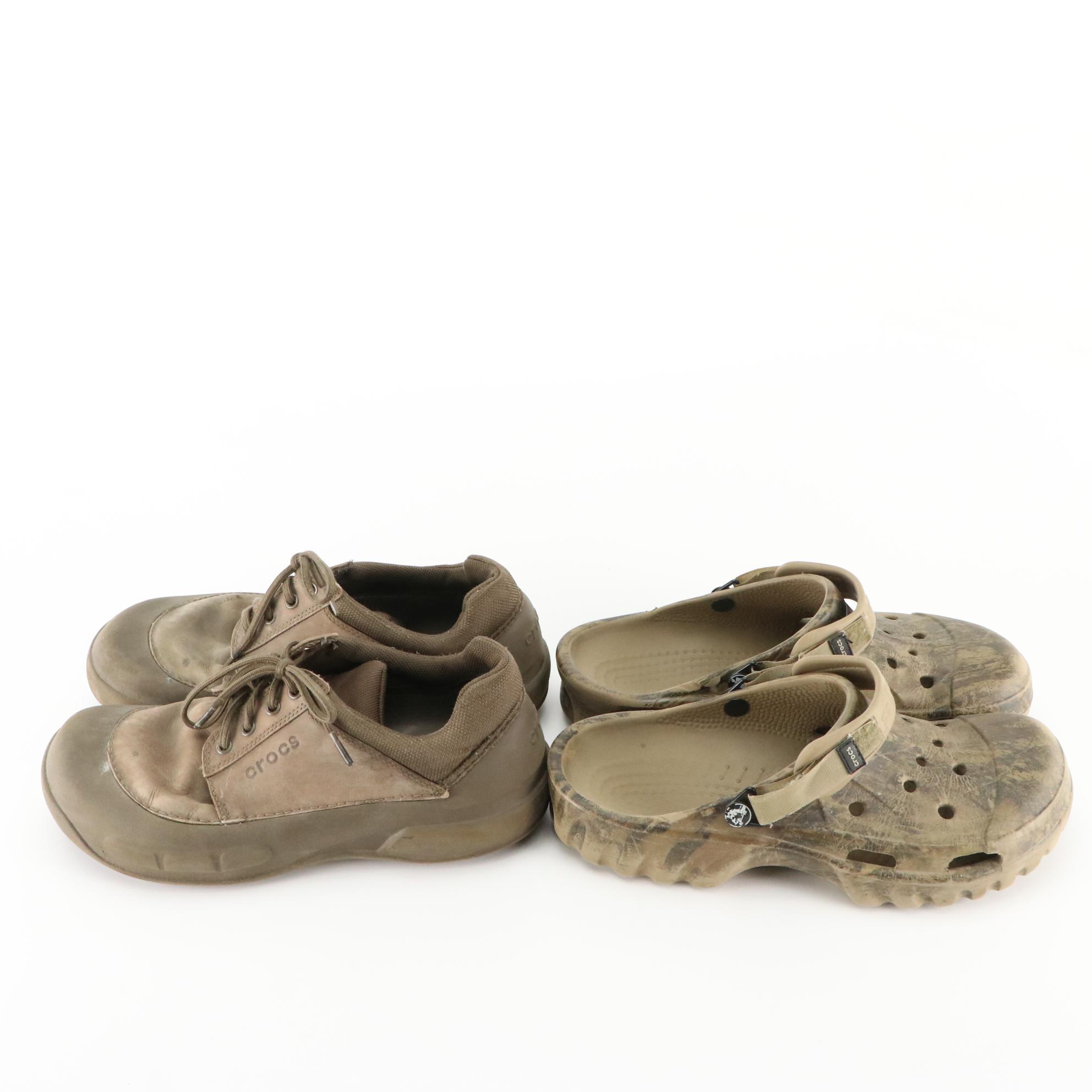 Men's Crocs Camo Sandals, Slip-Ons & Lace-Up Shoes with Grey Gecko Man Slip-Ons