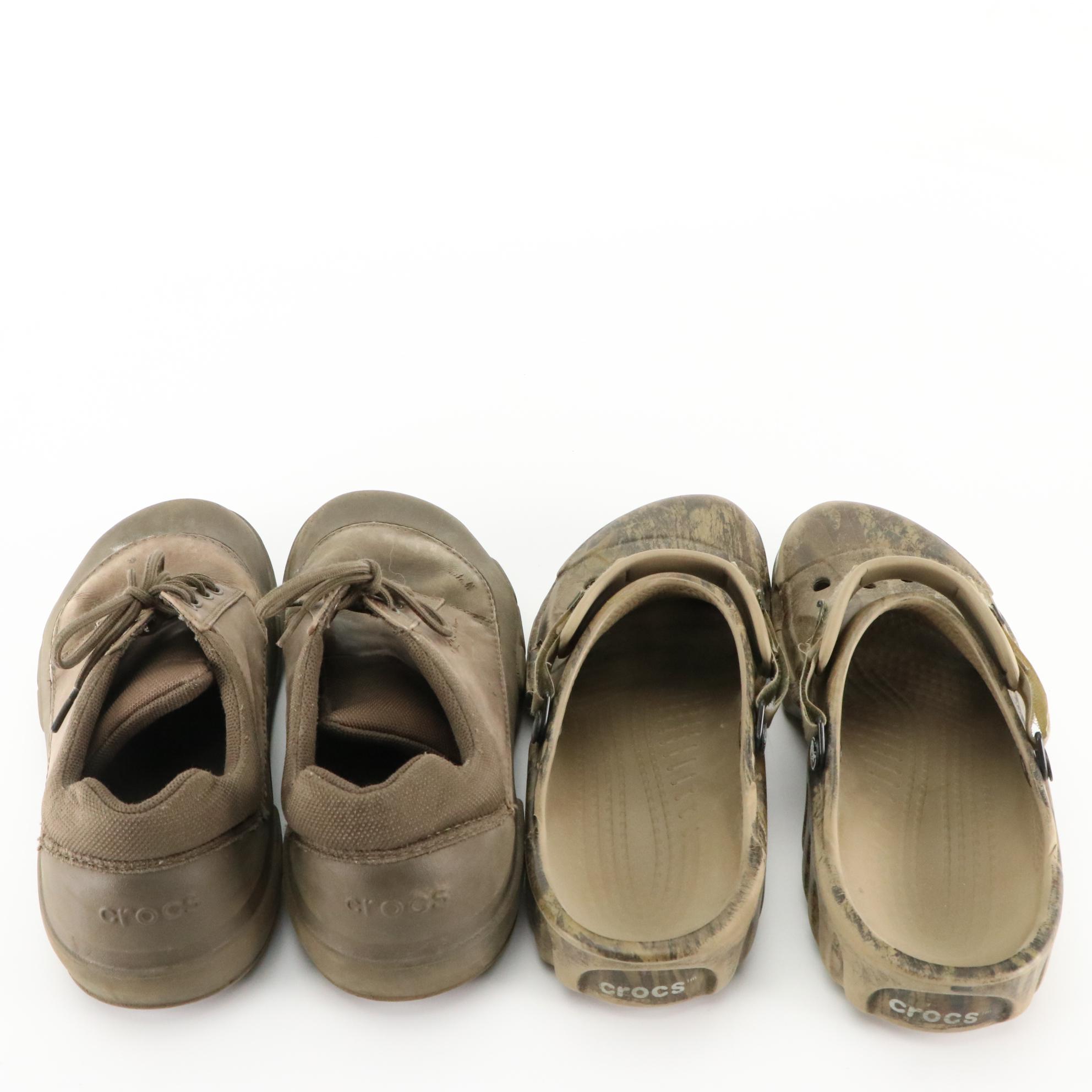 Men's Crocs Camo Sandals, Slip-Ons & Lace-Up Shoes with Grey Gecko Man Slip-Ons