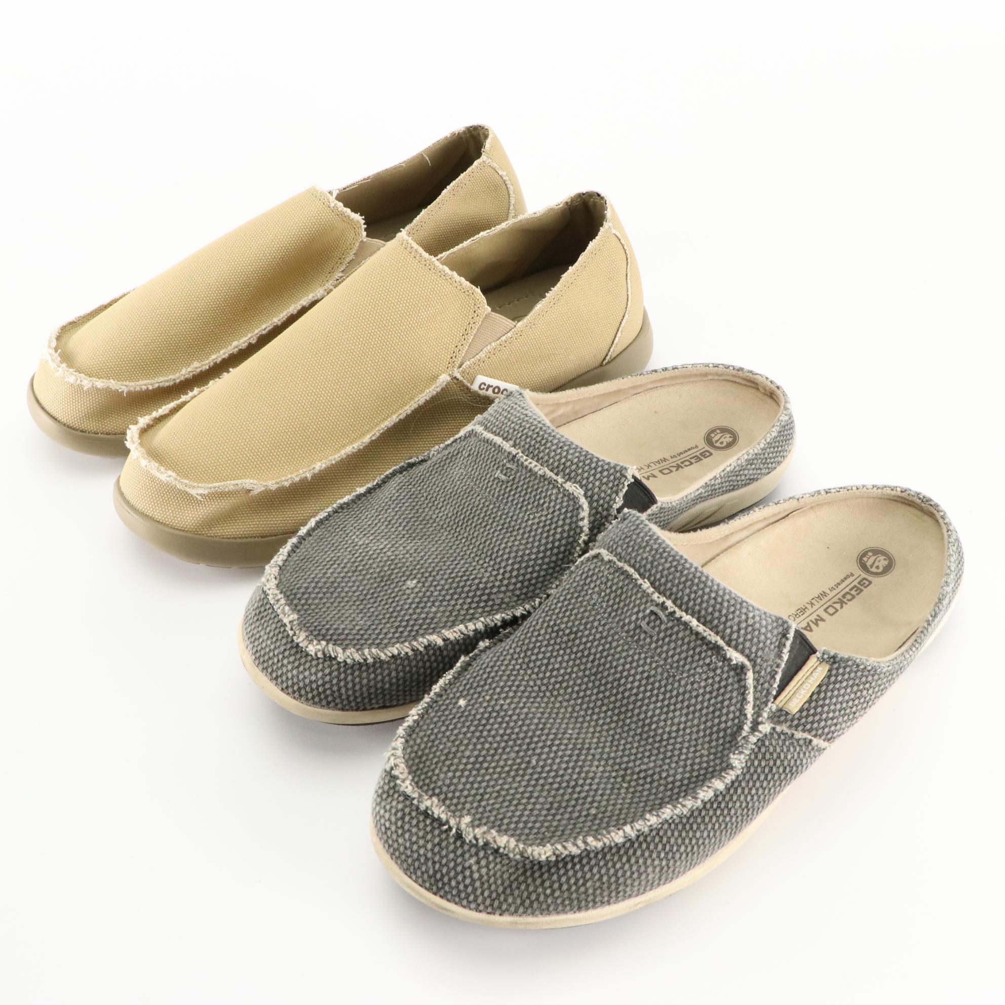 Men's Crocs Camo Sandals, Slip-Ons & Lace-Up Shoes with Grey Gecko Man Slip-Ons