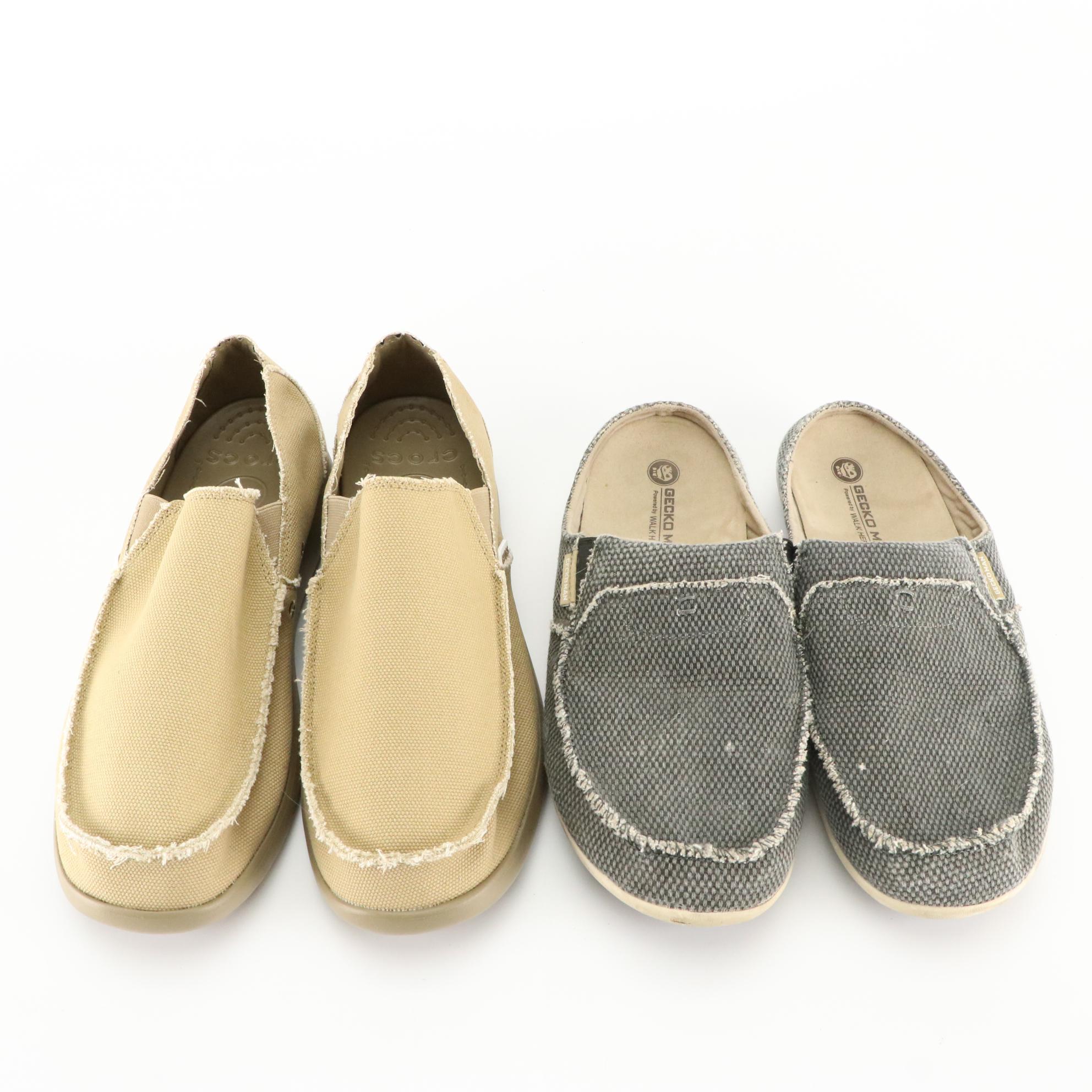 Men's Crocs Camo Sandals, Slip-Ons & Lace-Up Shoes with Grey Gecko Man Slip-Ons