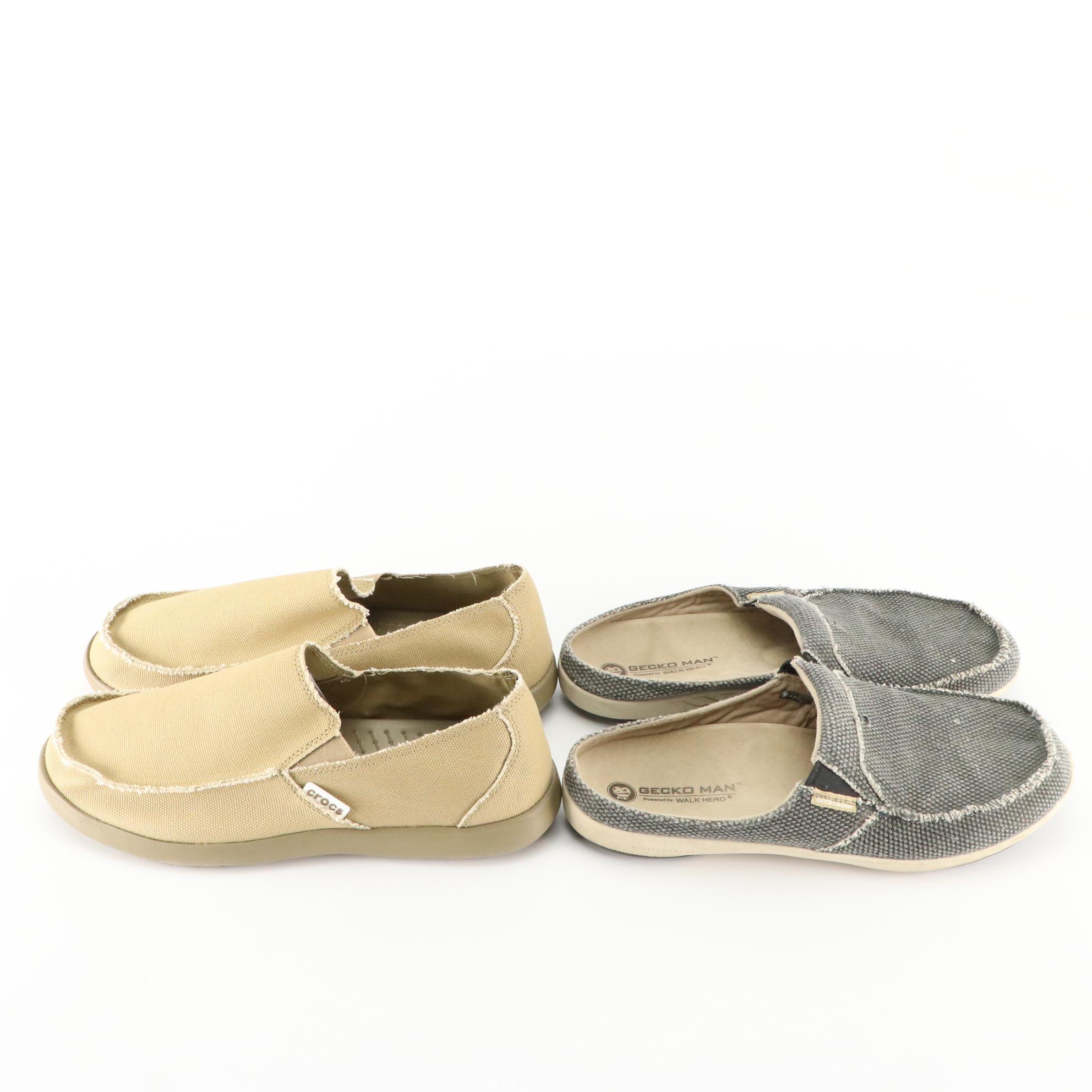 Men's Crocs Camo Sandals, Slip-Ons & Lace-Up Shoes with Grey Gecko Man Slip-Ons