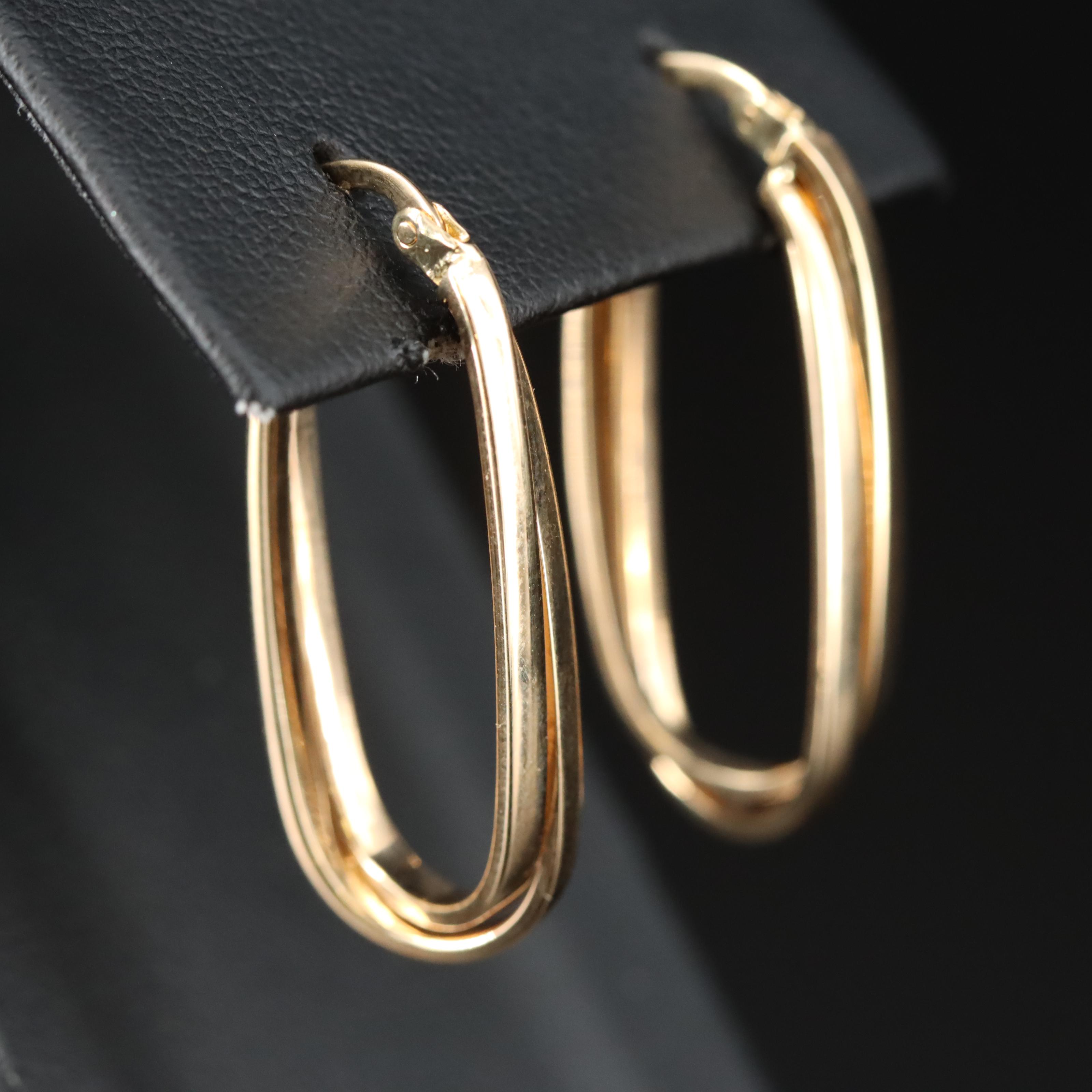 14K Crossover Hoop Earrings