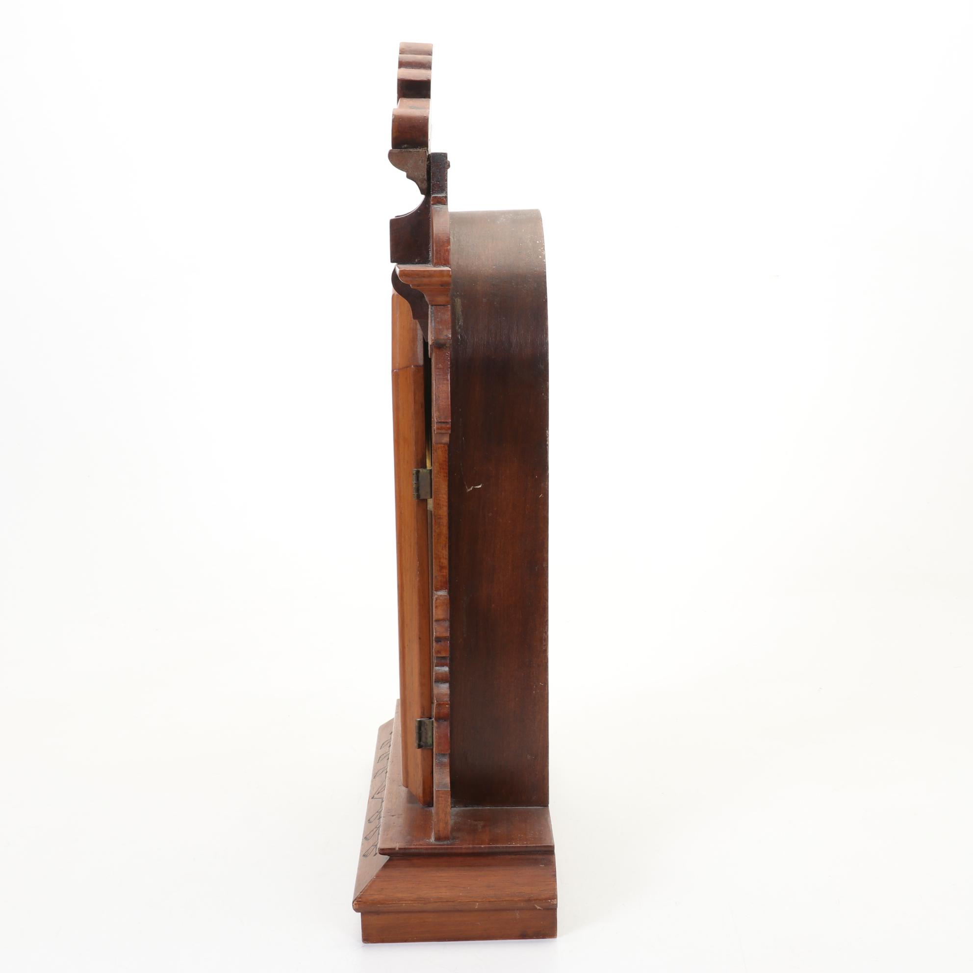 E. Ingraham & Co. Eastlake Style Oak Mantle Clock With Key, 19th Century