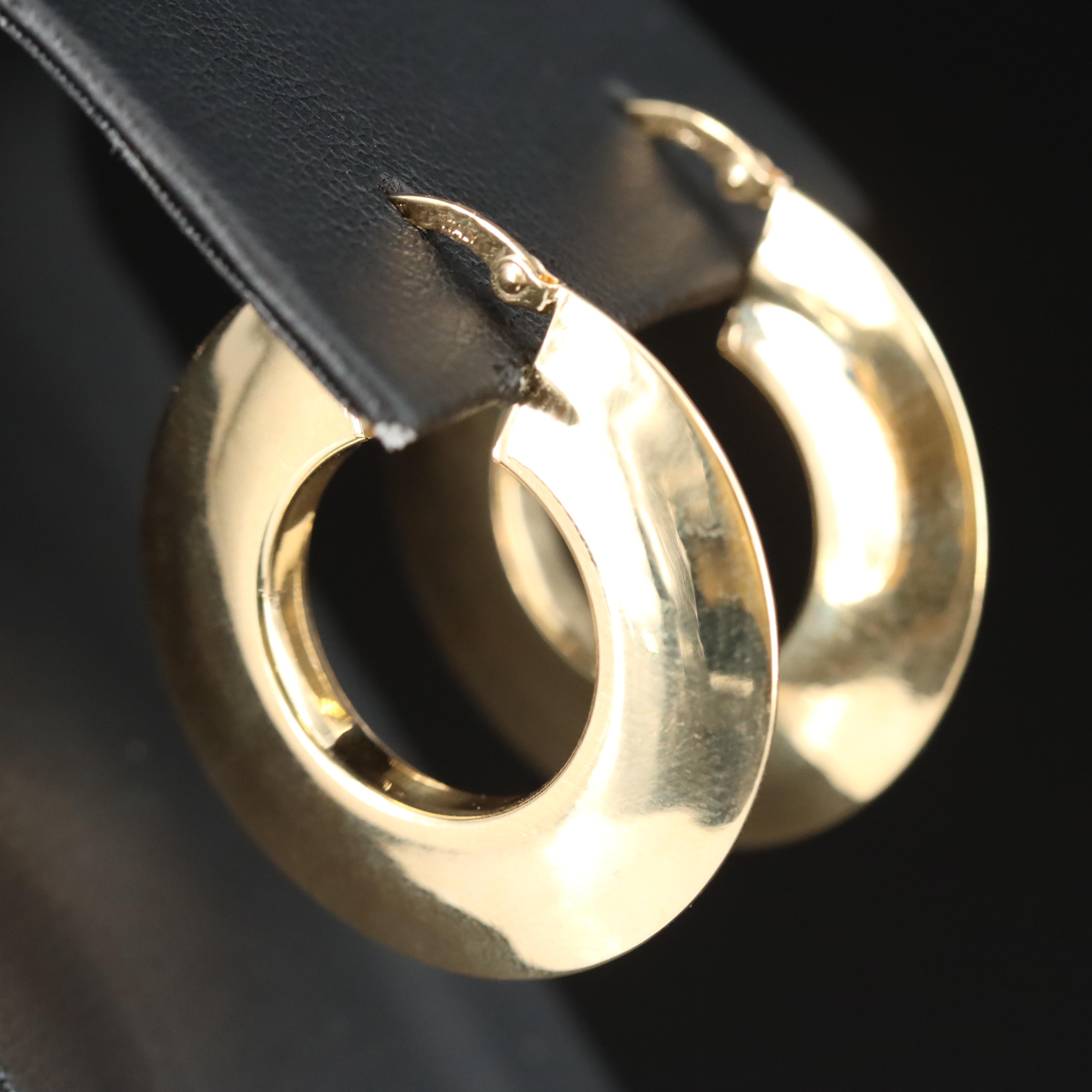 14K Knife-Edge Hoop Earrings