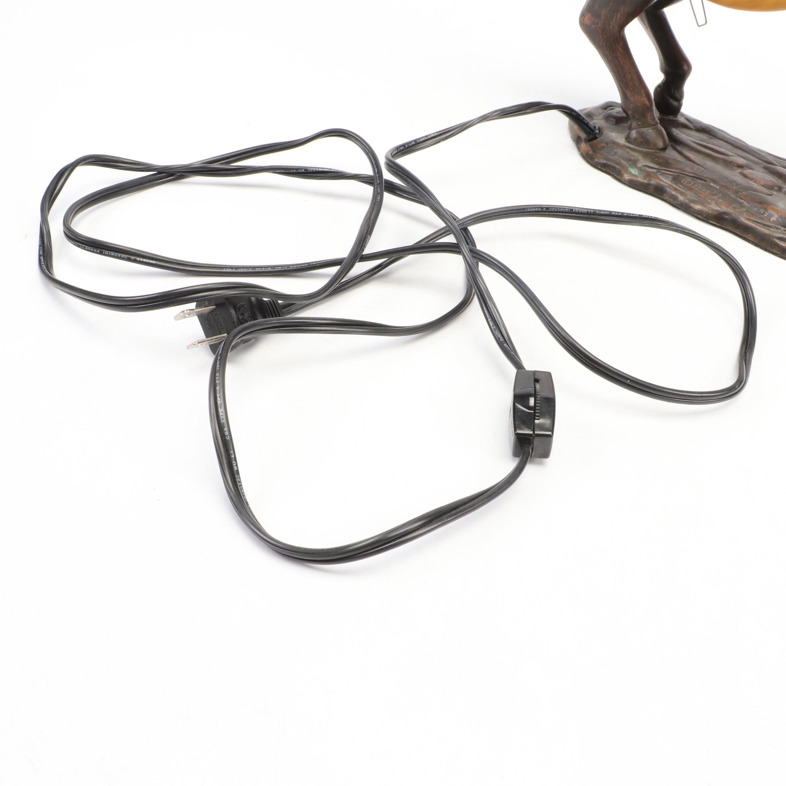 Andrea by Sadek Amber Glass and Bronzed Metal Accent Lamp, 1999