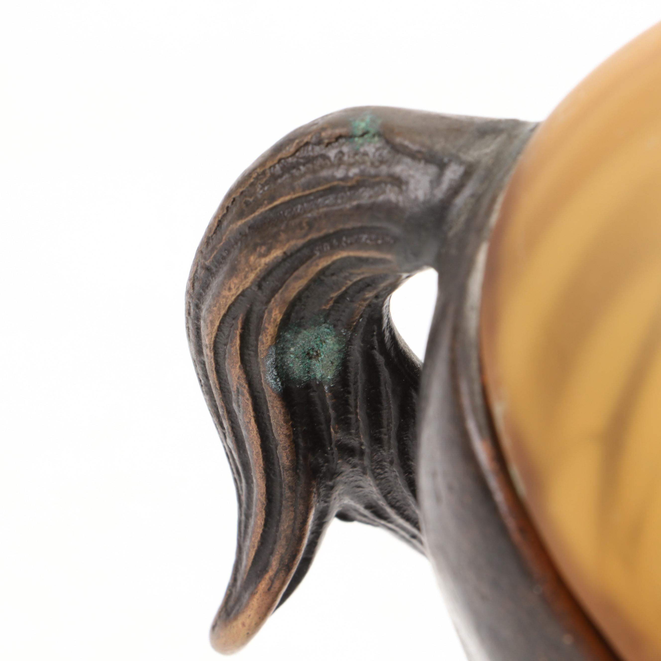 Andrea by Sadek Amber Glass and Bronzed Metal Accent Lamp, 1999